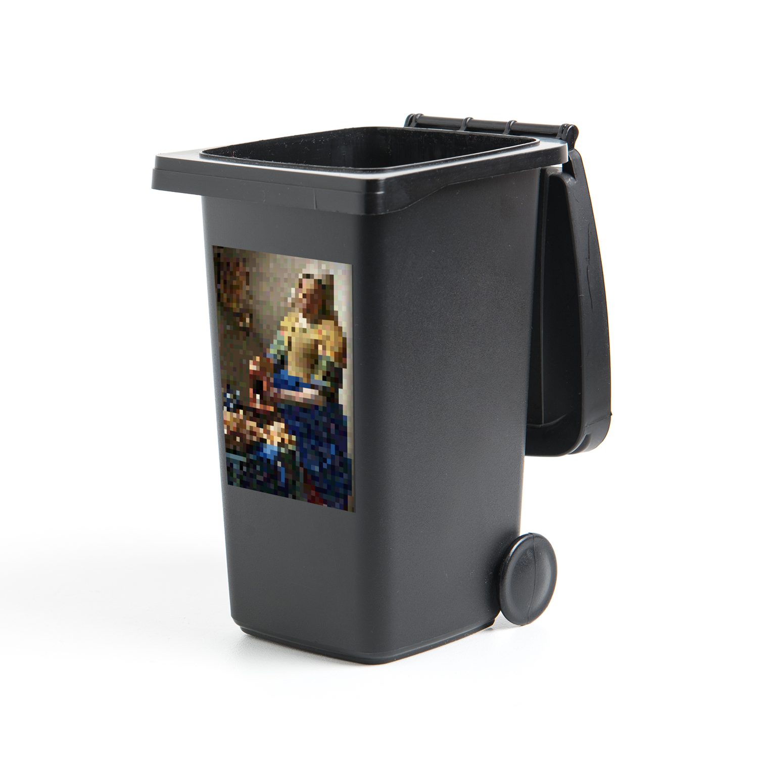 MuchoWow Wandsticker Das Milchmädchen - Johannes Vermeer - Pixel (1 St), Mülleimer-aufkleber, Mülltonne, Sticker, Container, Abfalbehälter