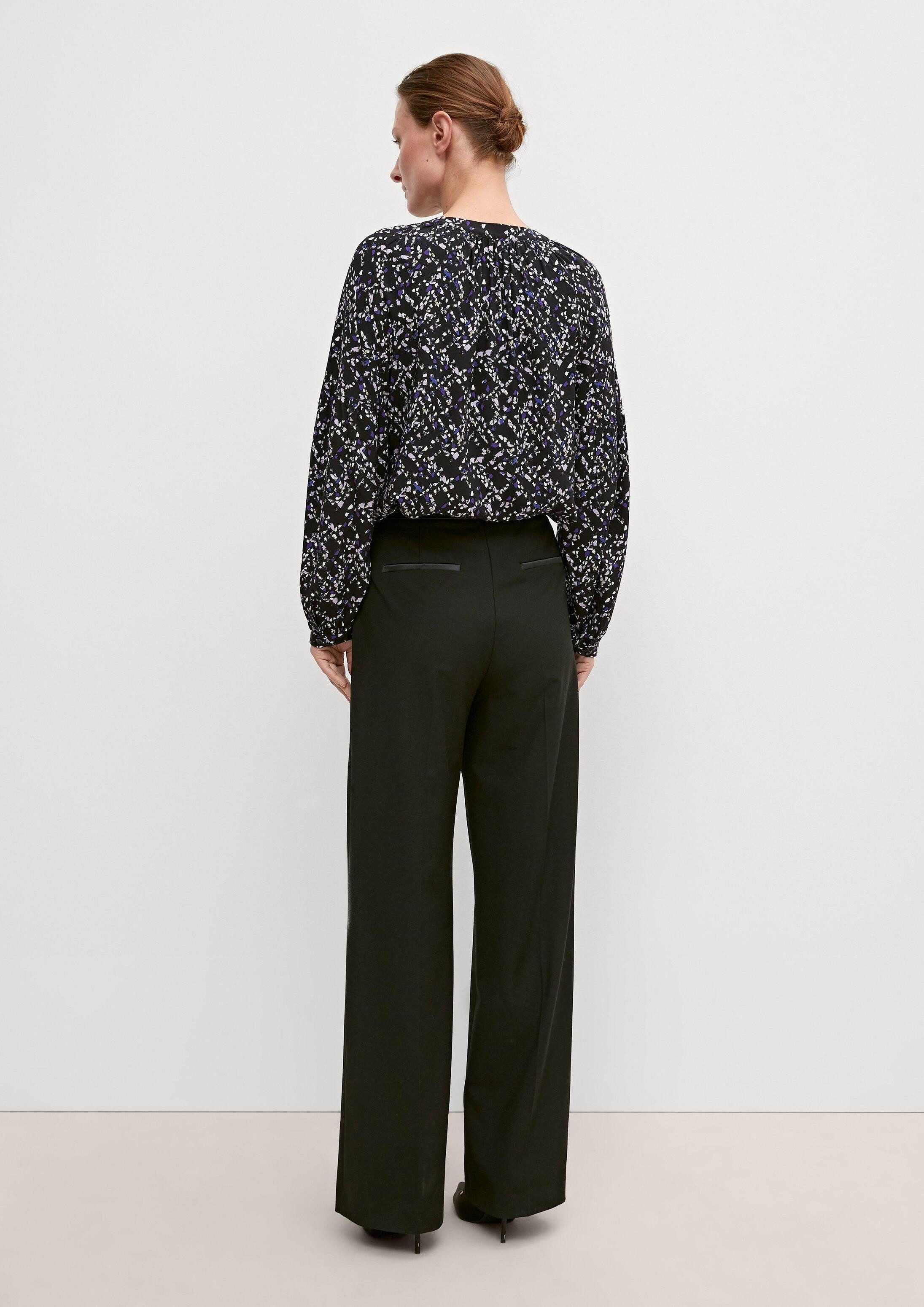 comma Langarmbluse Bluse Viskosebluse mit abstraktem Muster