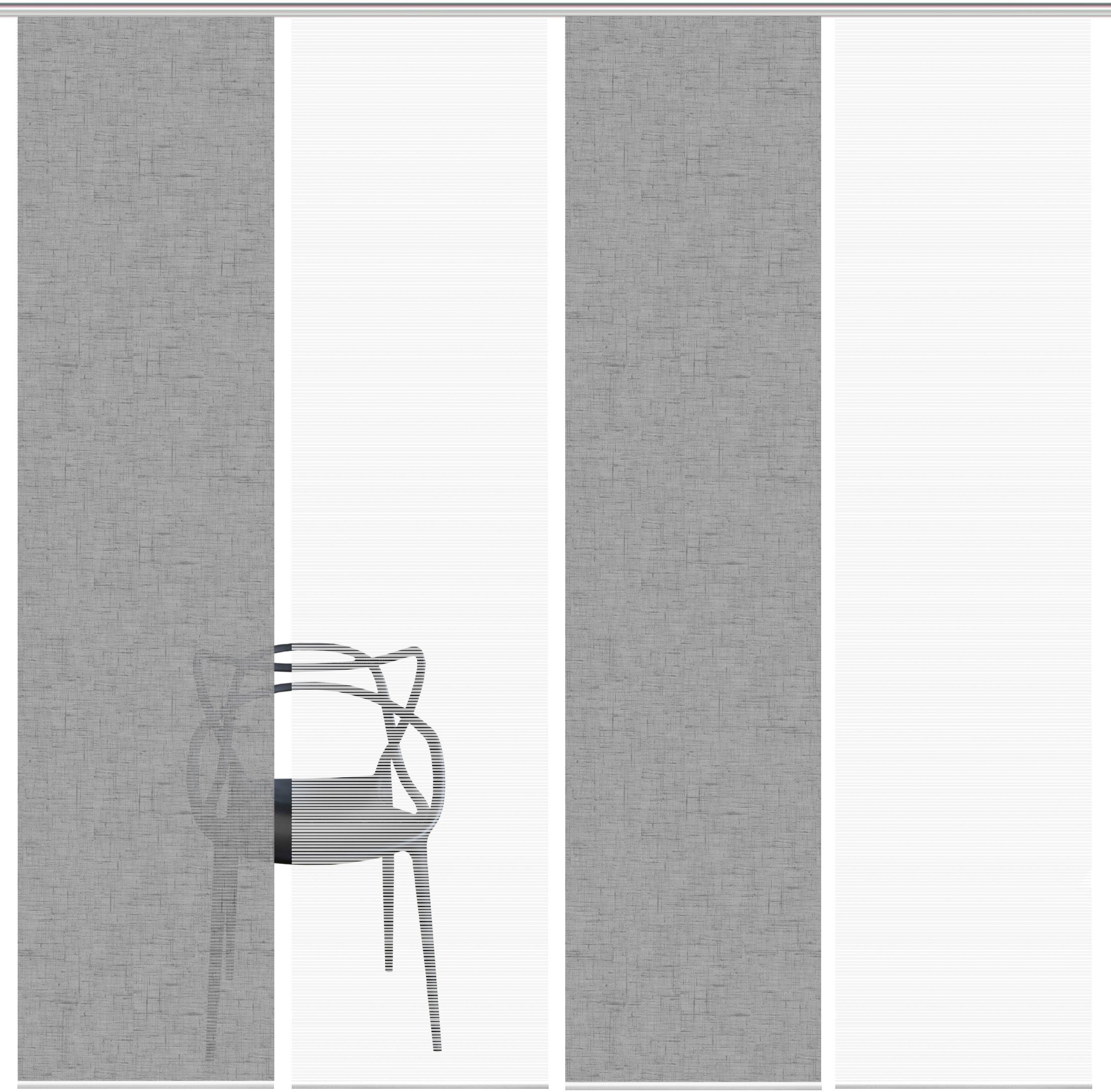 Vision S Schiebegardine PIVE 4er SET (4 St), Paneelwagen, halbtransparent, Schiebevorhang Digidruck 4er Set PIVE
