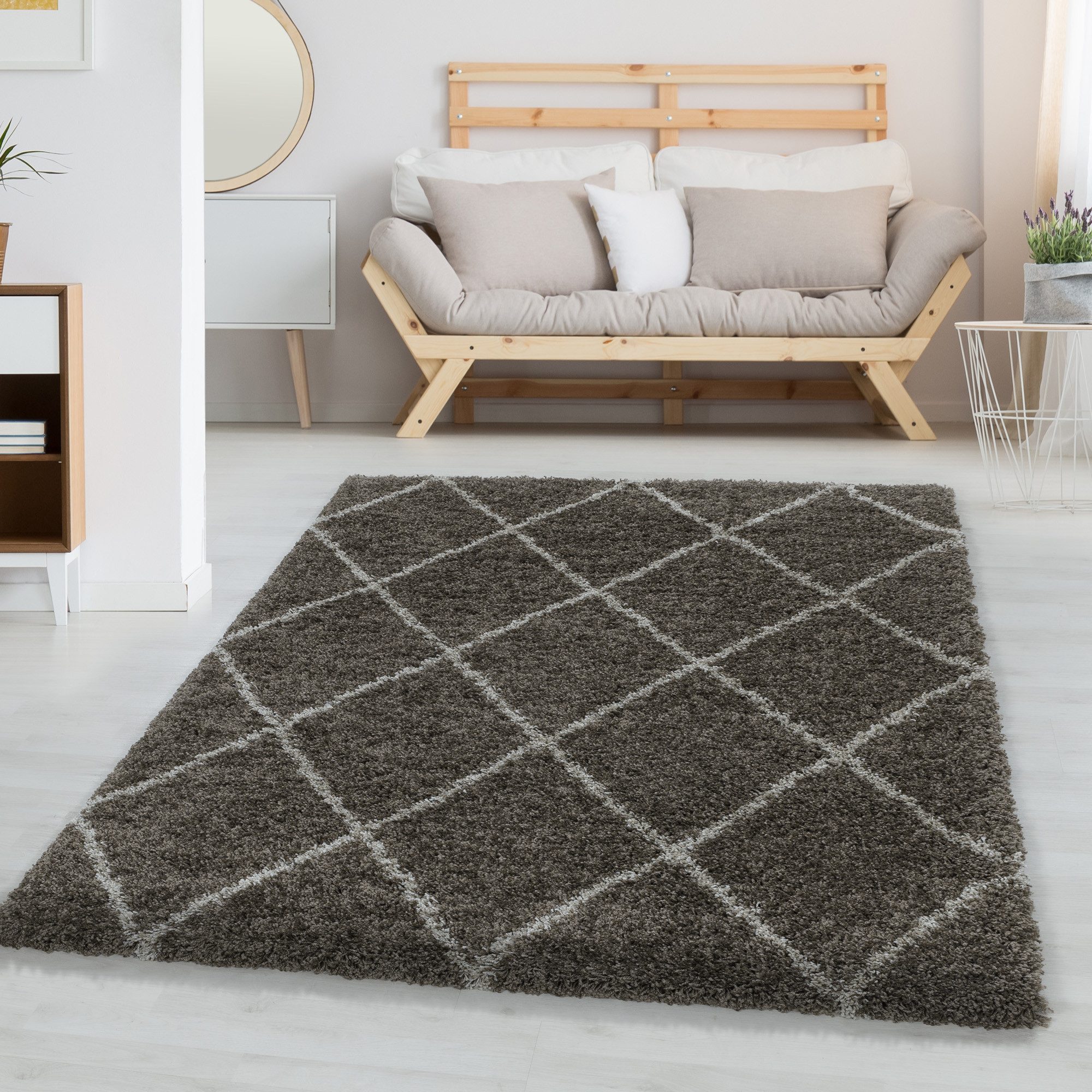 Carpettex Hochflor-Teppich Rauten Design, Rechteckig, Höhe: 30 mm, Teppich günstig online kaufen