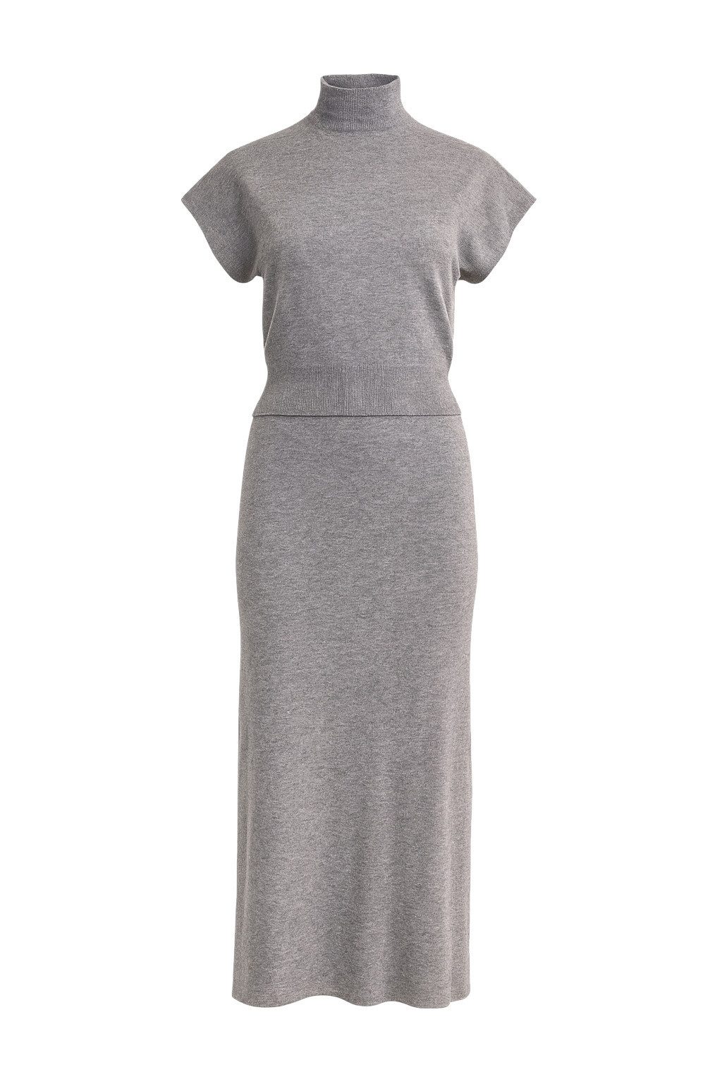 Mississhop Strickkleid Damen Strick Zweiteiler – Pullover mit kurzem Arm & Midirock S/M, 407