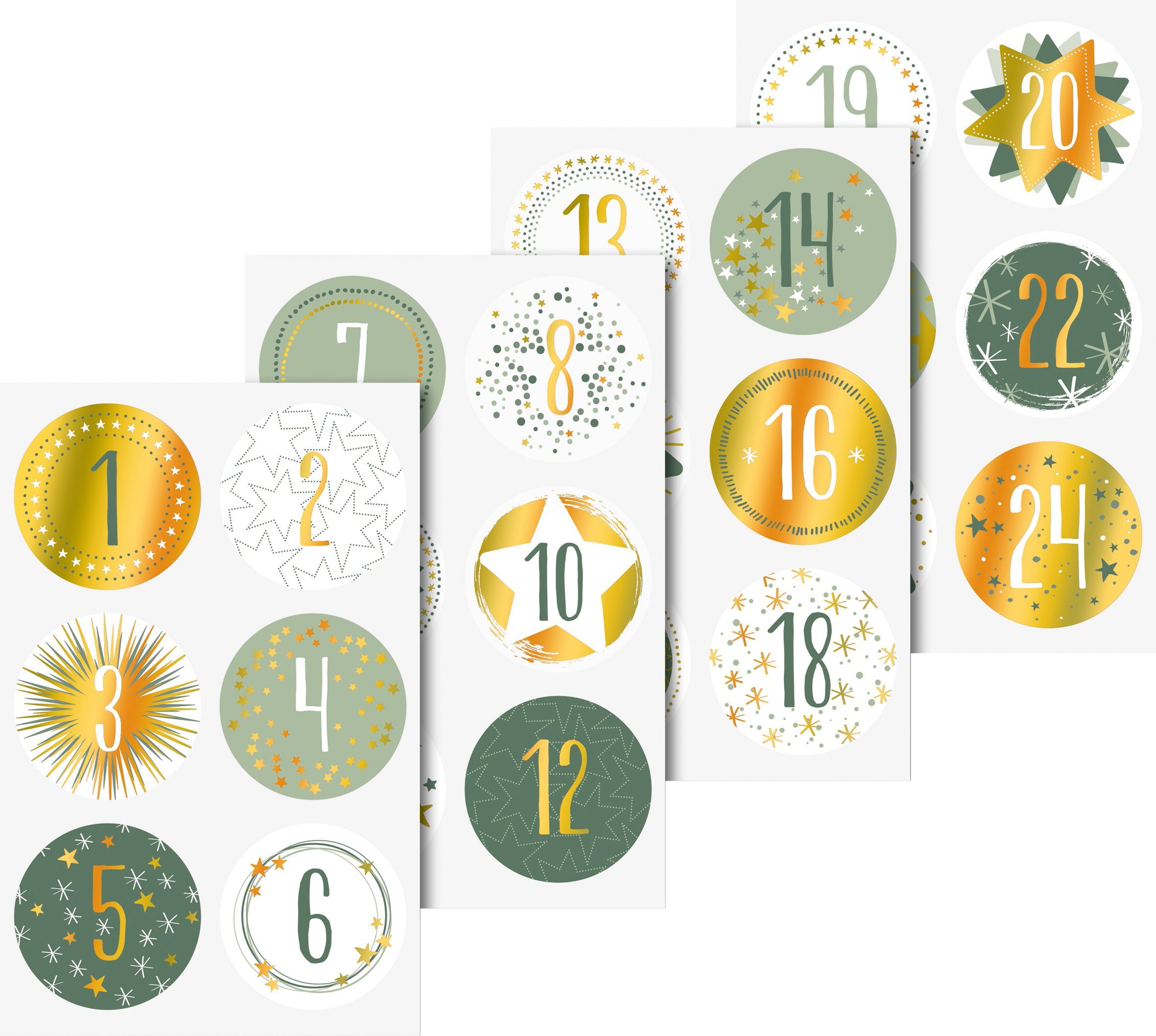 Heyda Adventskalender Sticker Adventszahlen, 24 Stück