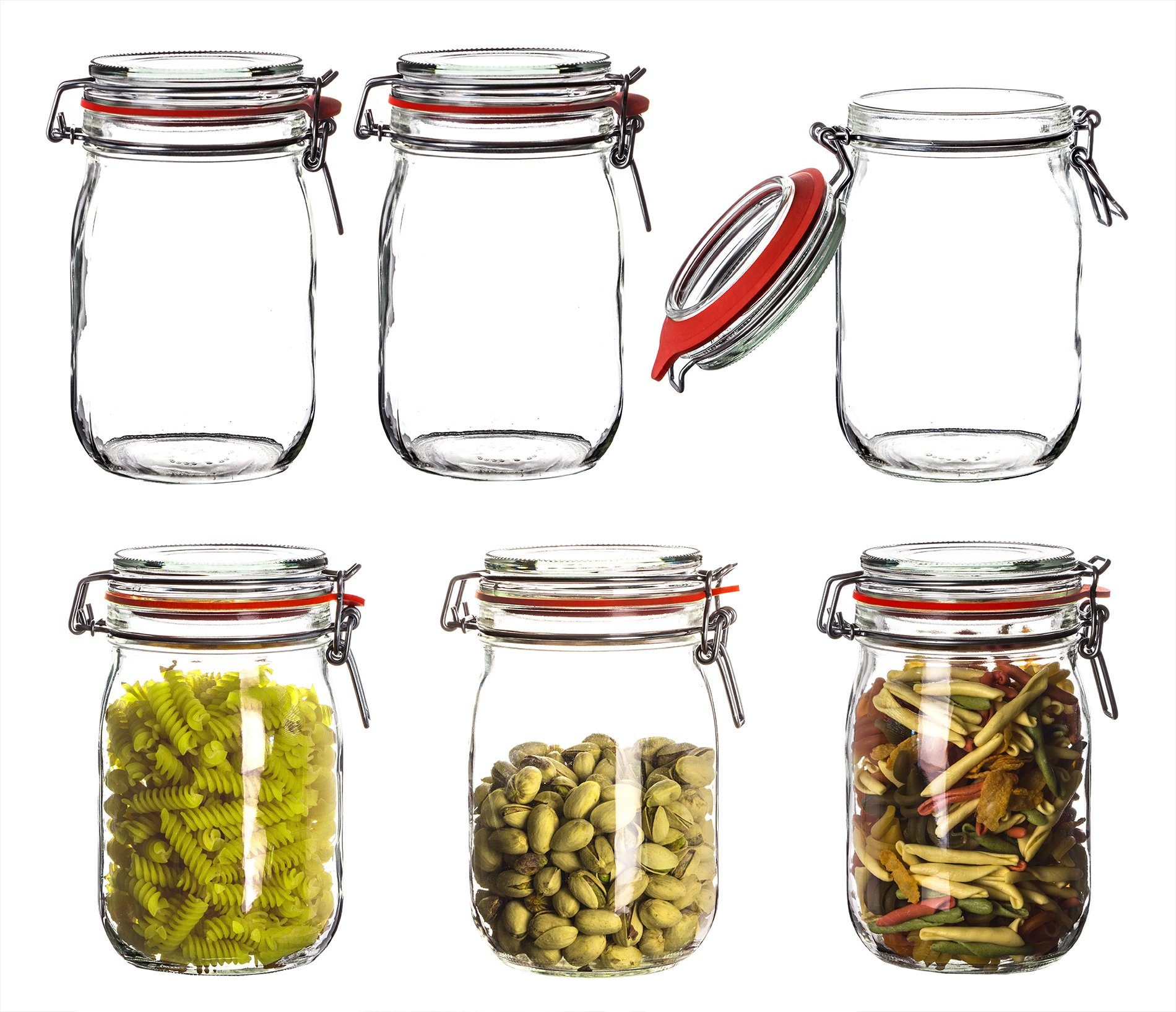 BigDean Einmachglas 6x Vorratsgläser Bügelverschluss 1 L Einmachgläser Einkochgläser, Glas, (Set, 6-tlg., Einkochgläser), Dickwandig, Lebensmittelecht, Aromaneutral, Glas Spülmaschinengeeignet