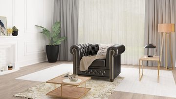 S-Style Möbel Polstergarnitur Chesterfield Jeff 3+2+1, (1x 3-Sitzer-Sofa, 1x 2-Sitzer-Sofa, 1x Sessel), mit Wellenfederung