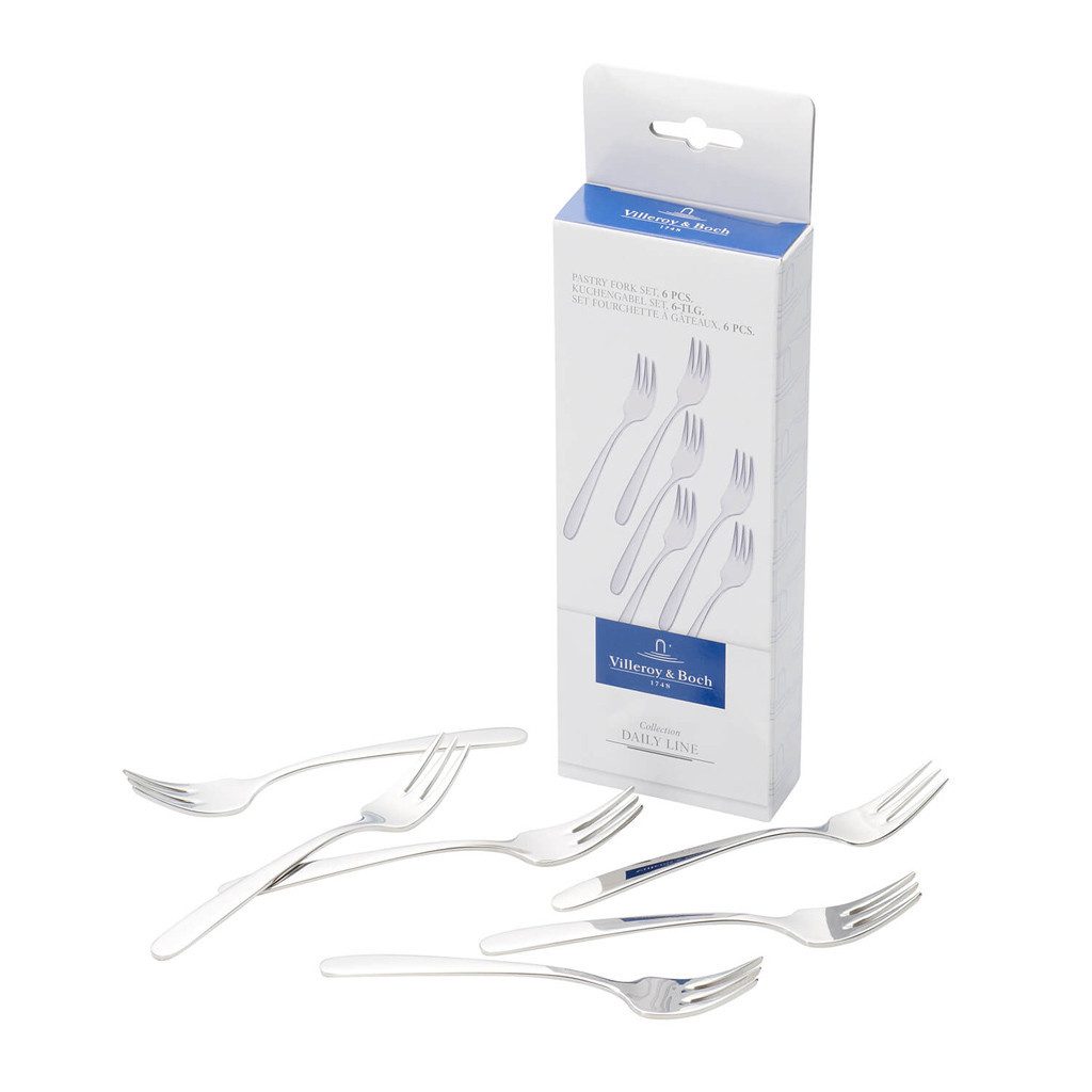 Villeroy & Boch Kuchengabel Daily Line Kuchengabelset 6-tlg. 147mm (6 Stück), Edelstahl, 6 Stck, spülmaschinenfest