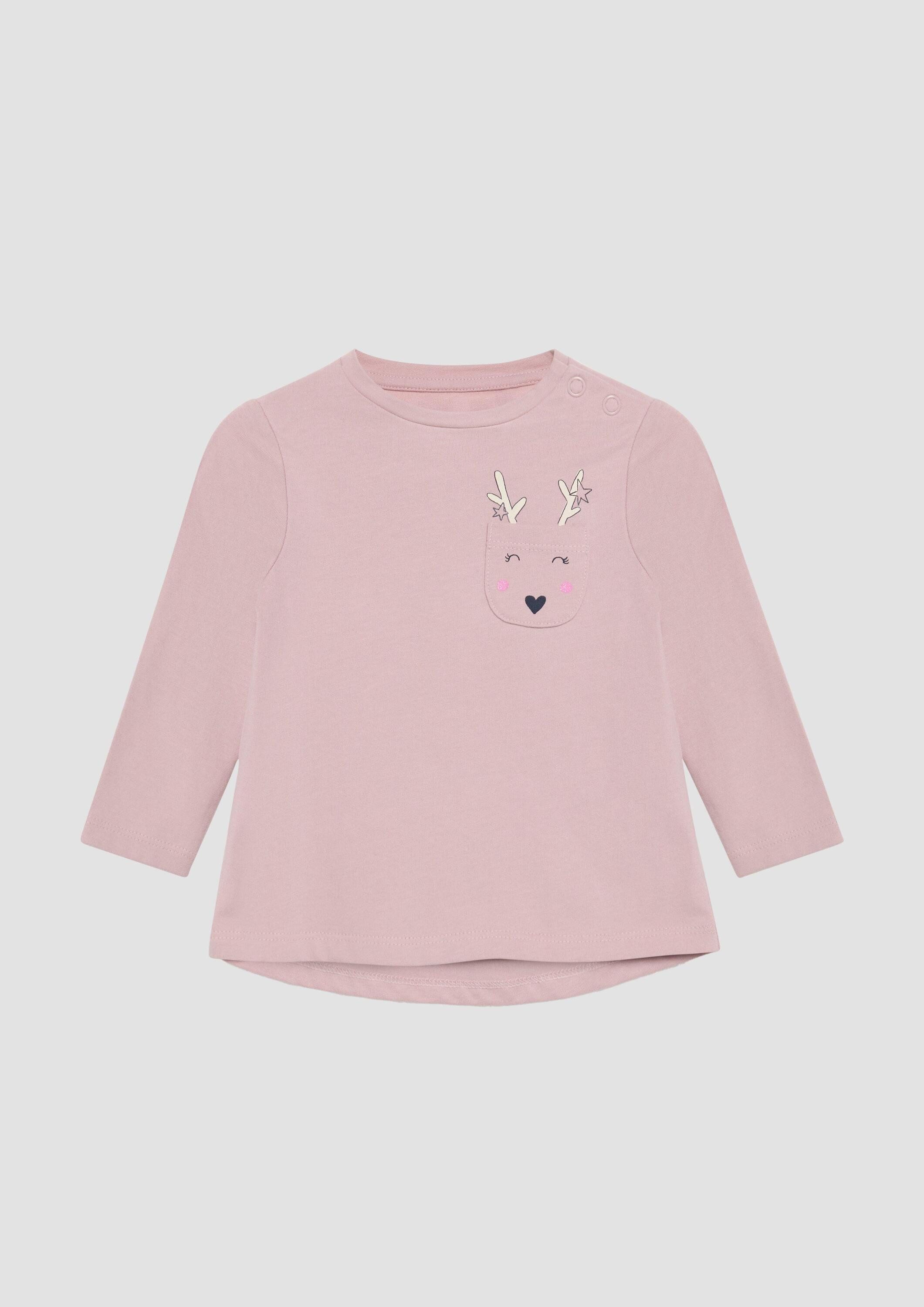 s.Oliver Langarmshirt T-Shirt Longsleeve mit aufgesetzter Brusttasche und Print