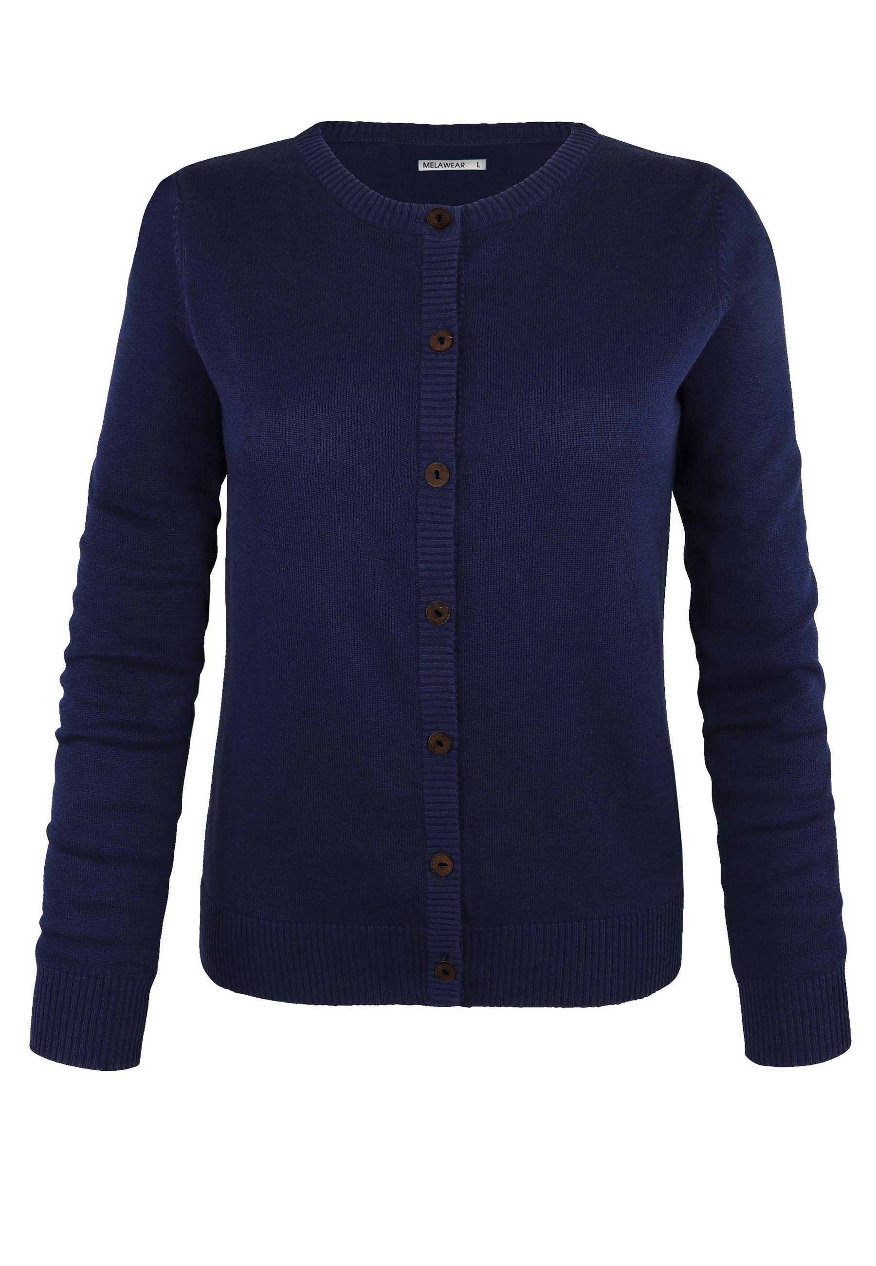 Rippbündchen MELA blau Damen Cardigan Cardigan