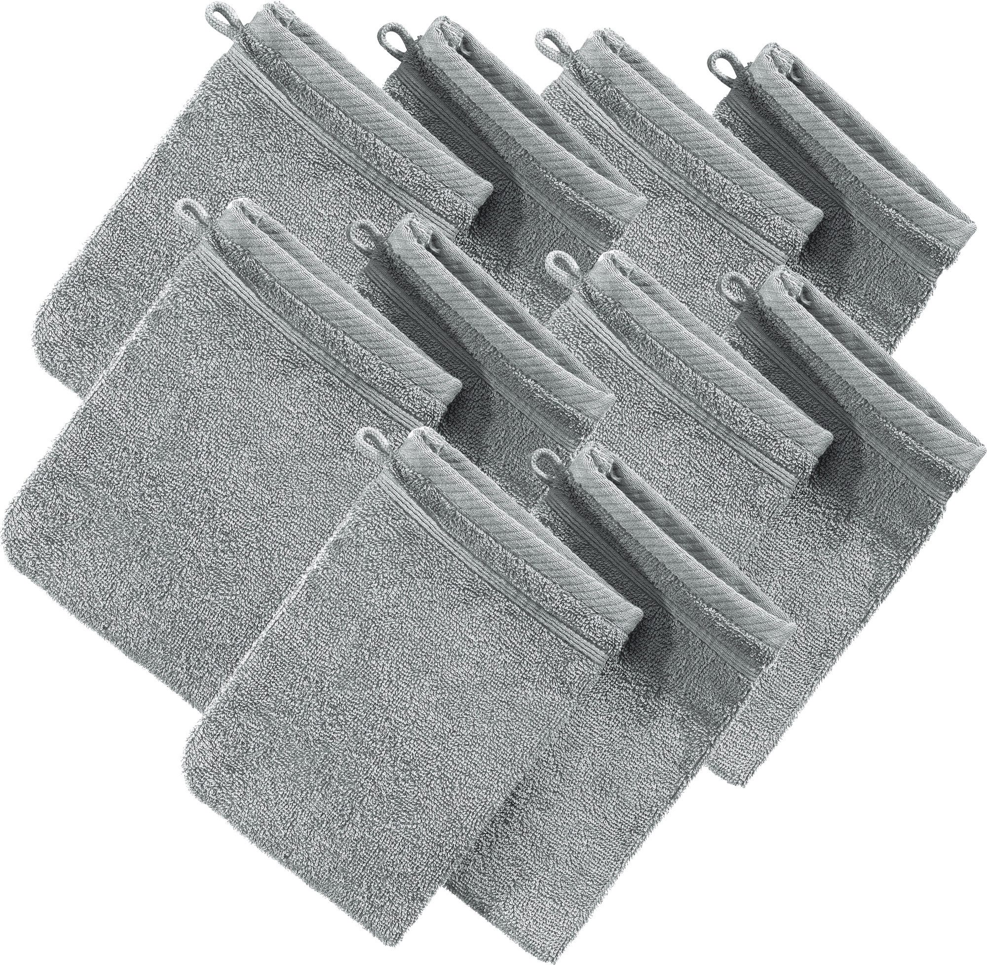 Erwin Müller Waschhandschuh Waschhandschuh "Heidelberg" 10er-Pack, Frottier, Walk-Frottier Uni