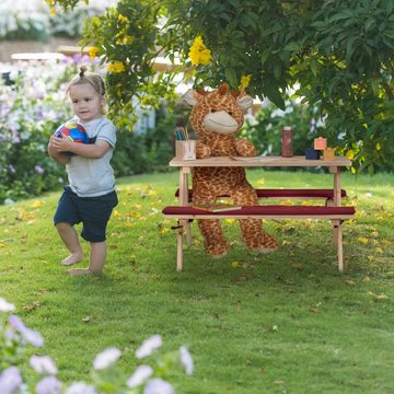relaxdays Garten-Kindersitzgruppe Kindersitzgruppe aus Holz mit Auflagen