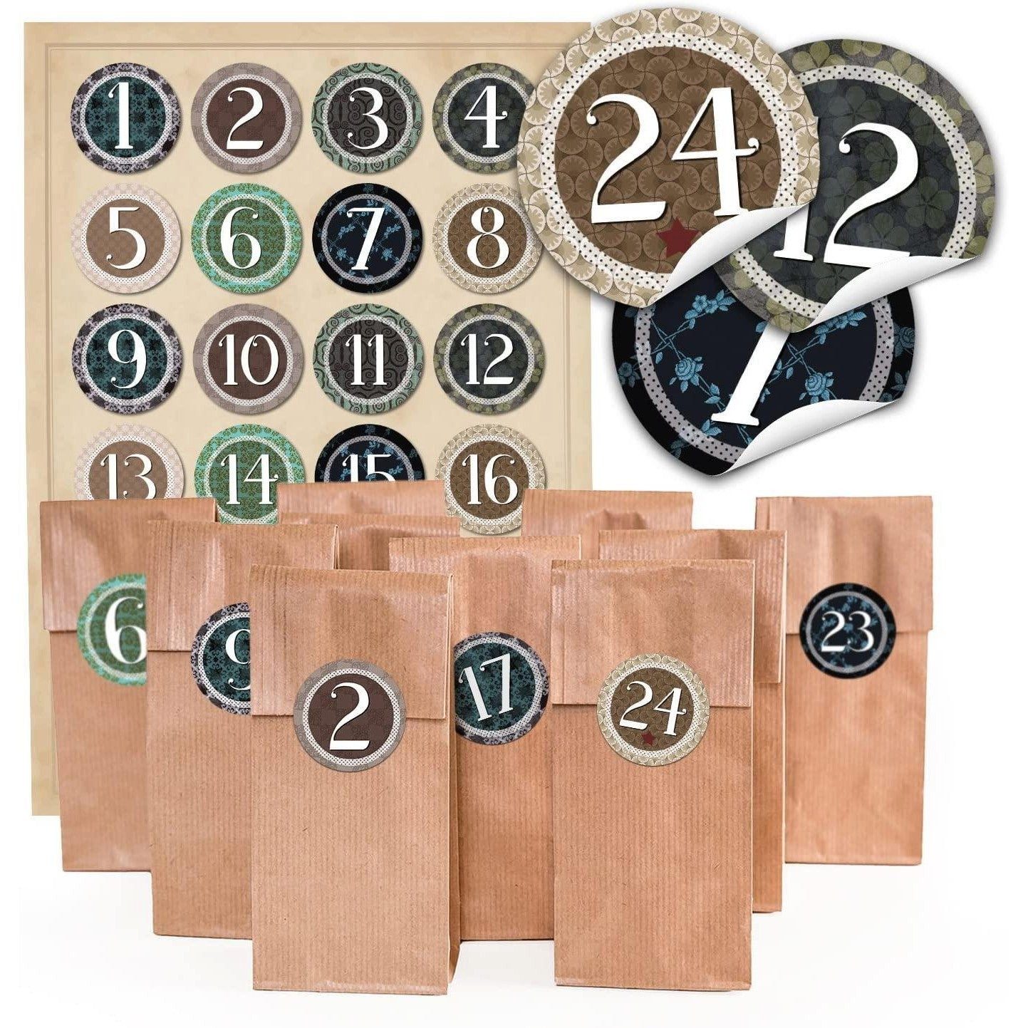 Logbuch-Verlag Dekofigur Set: 24 Adventskalendertüten Braun als Plätzchentü günstig online kaufen
