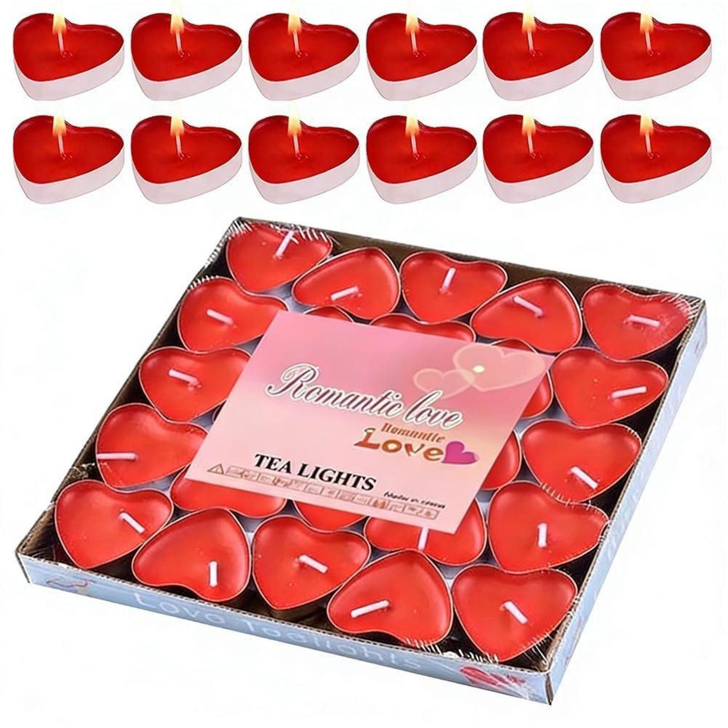 LuxusKollektion Formkerze Herzkerzen Rot 50er Set 3.2CM
