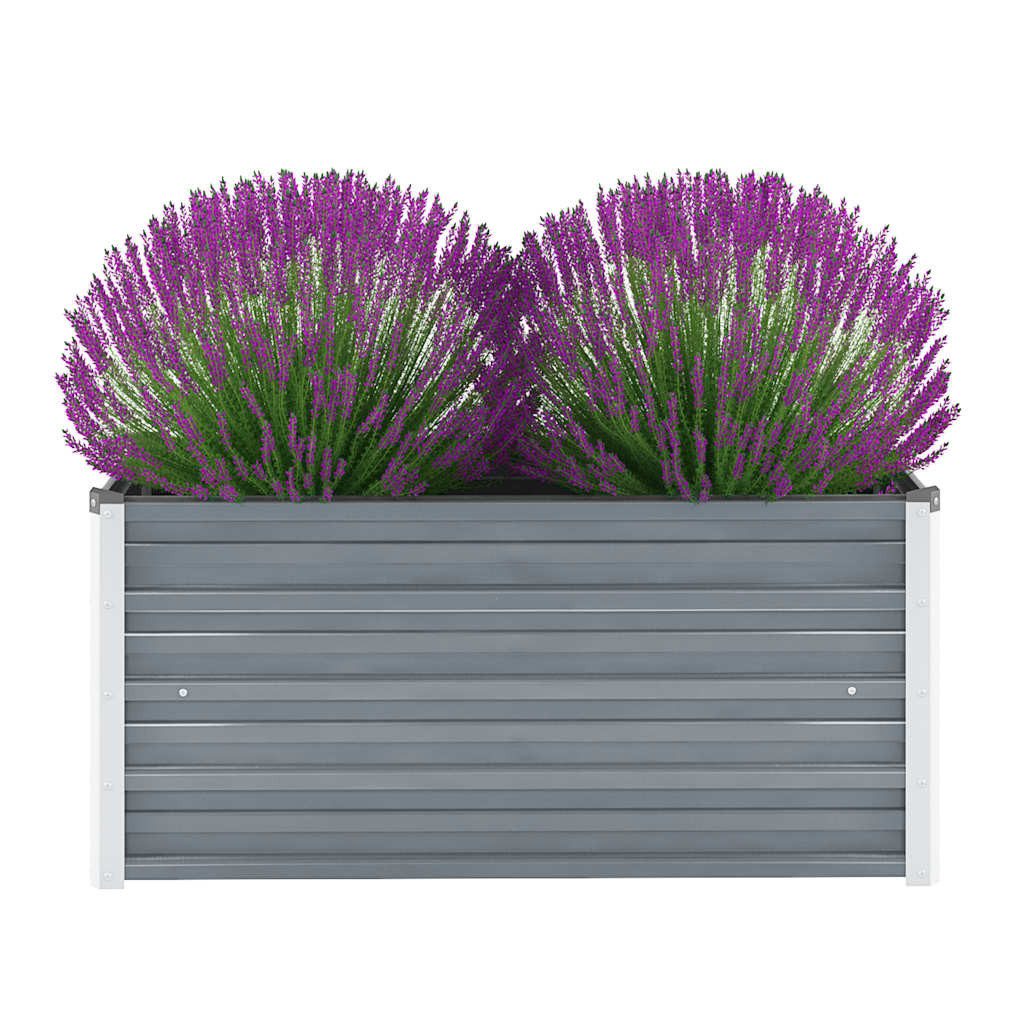 furnicato Hochbeet Garten-aus verzinktem Stahl 100 x 40 x 45 cm Grau, Witterungsbeständiges Gemüsebeet mit Drainage und offener Unterseite