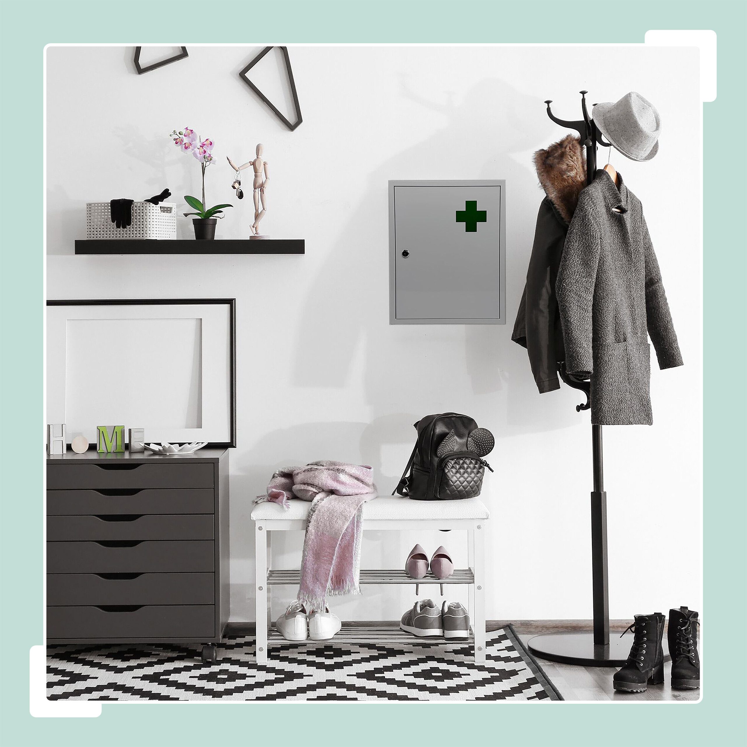 relaxdays Medizinschrank Abschließbarer Medizinschrank grün günstig online kaufen