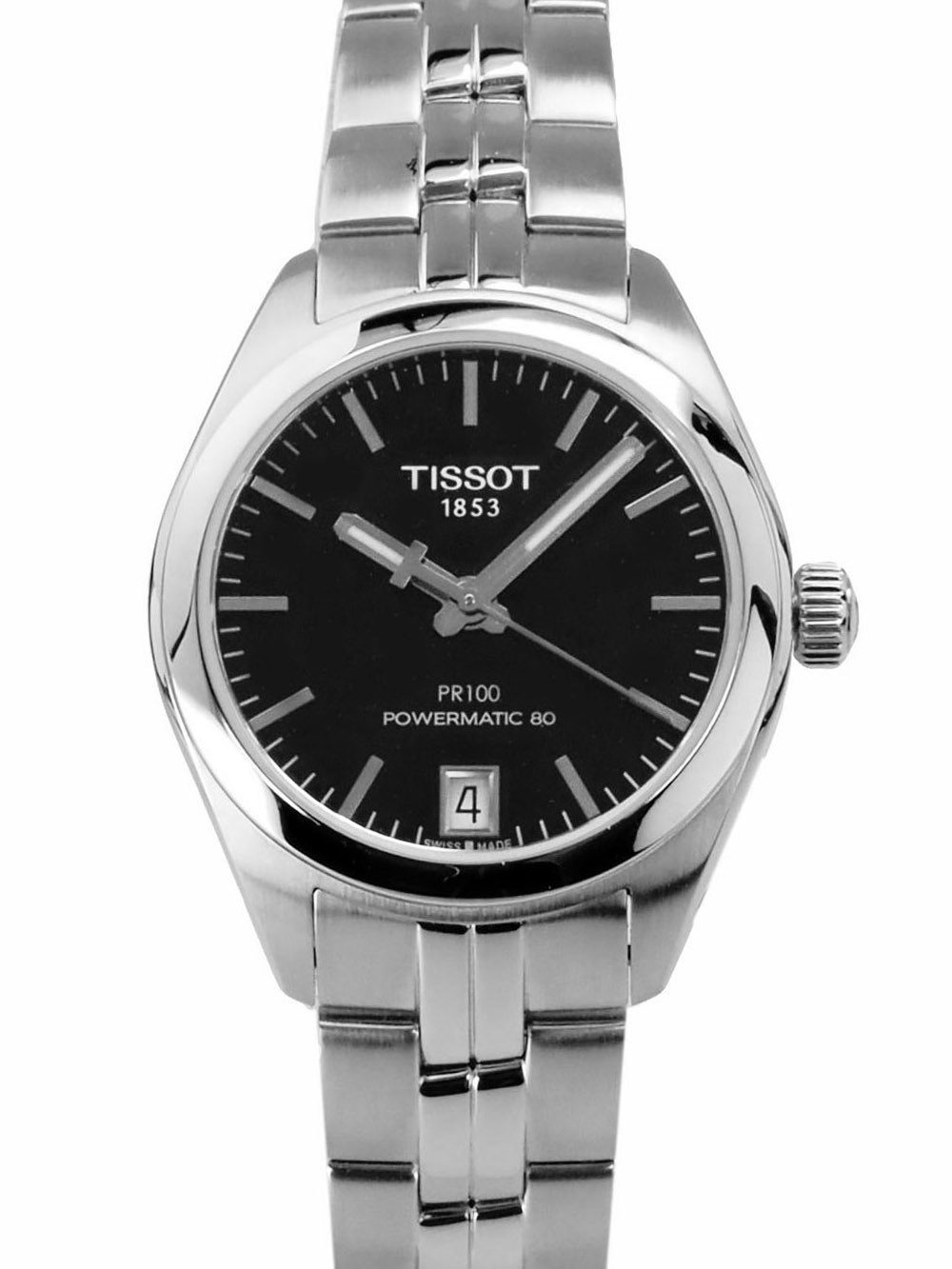 Tissot Automatikuhr schweizer Damen Uhr 33 mm Ø T1012071105100 PR 100 Powermatic 80, Saphirglas, Glasboden, 80 Std Gangreserve