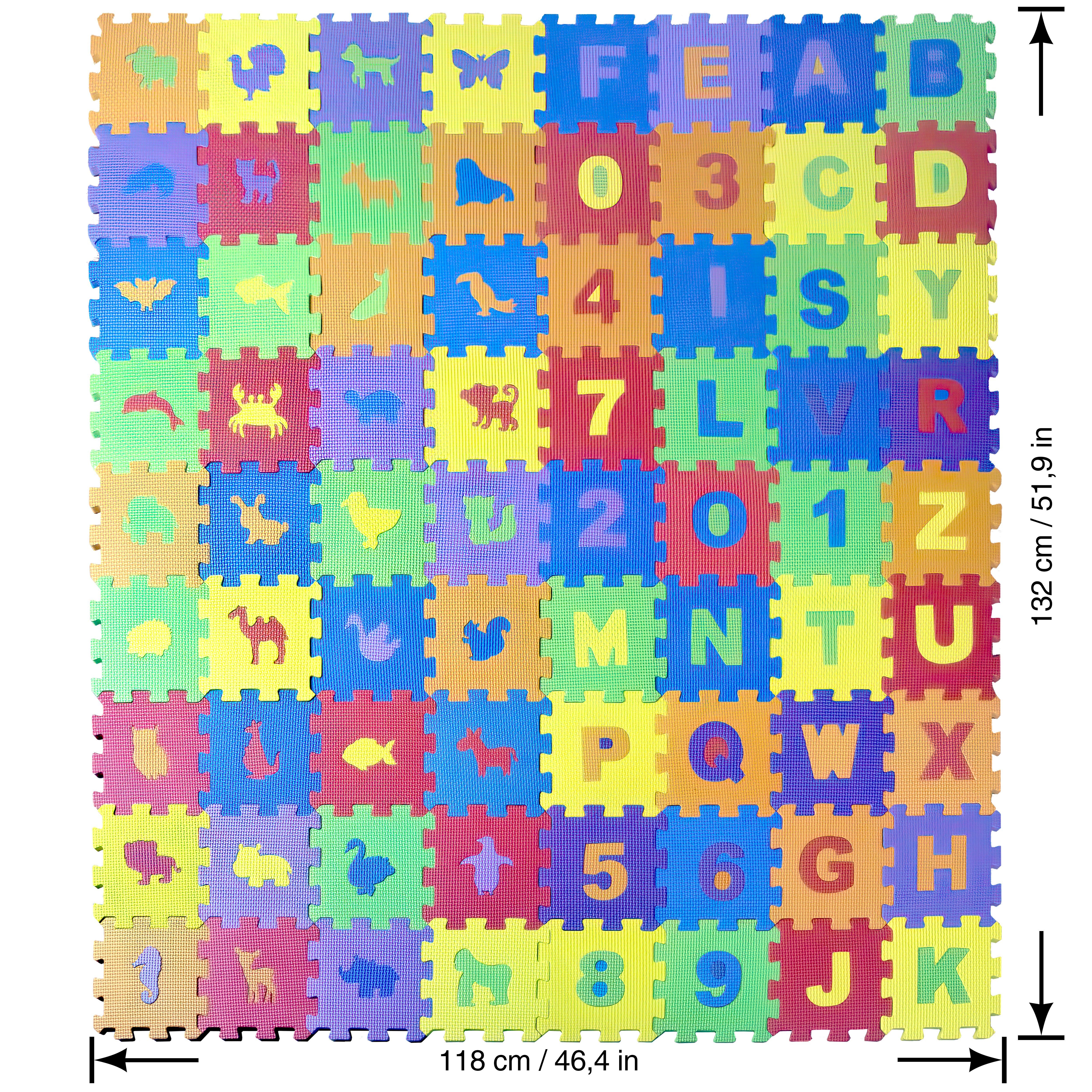 all Kids United Bodenmatte XXL Kinder-Spielmatte mit Buchstaben & Zahlen – Sicher & Lernspaß (72-St), Buchstaben Spielmatte