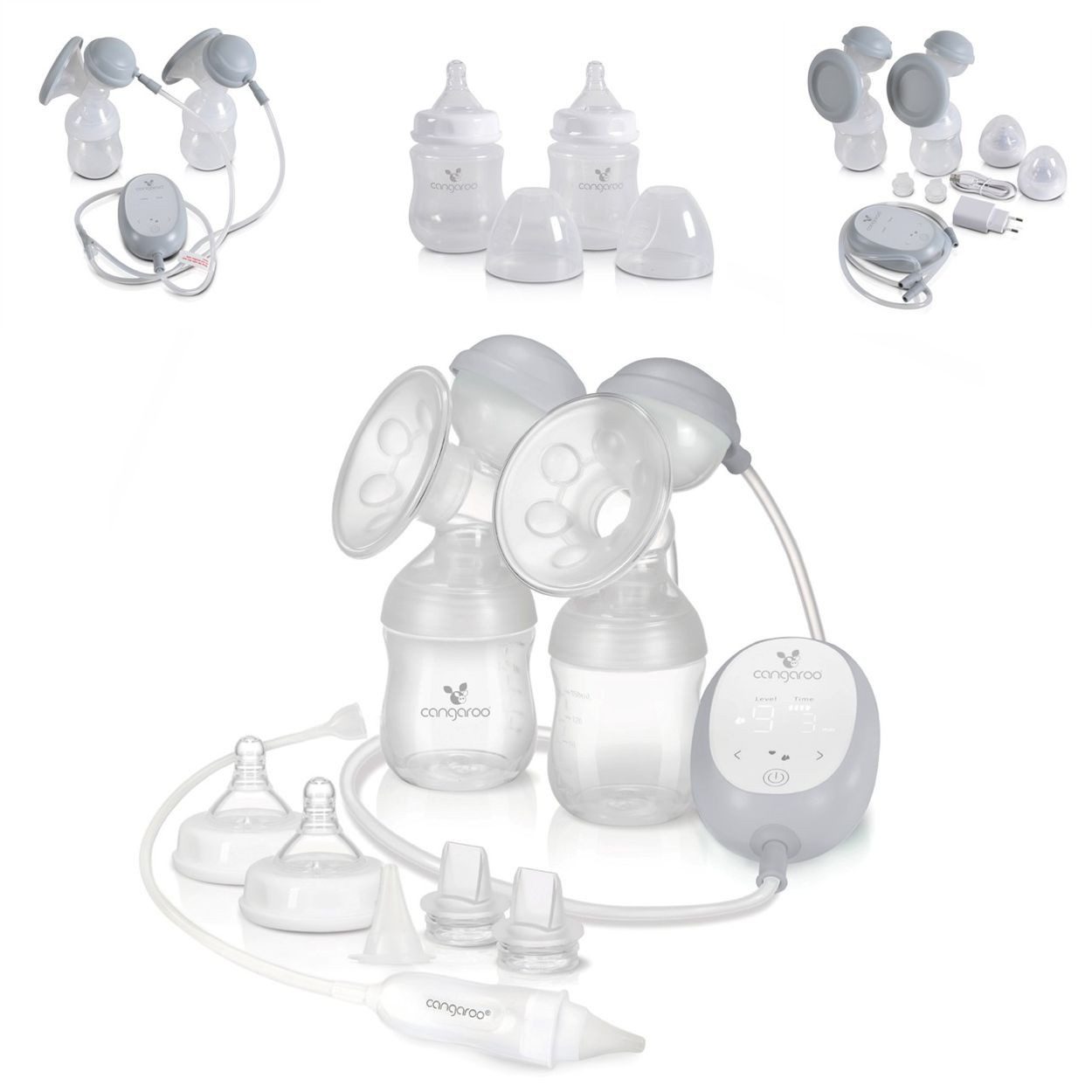Cangaroo Elektrische Milchpumpe elektrische Doppelmilchpumpe, 2 in 1 Grace XN-D254 Nasensauger Flaschen