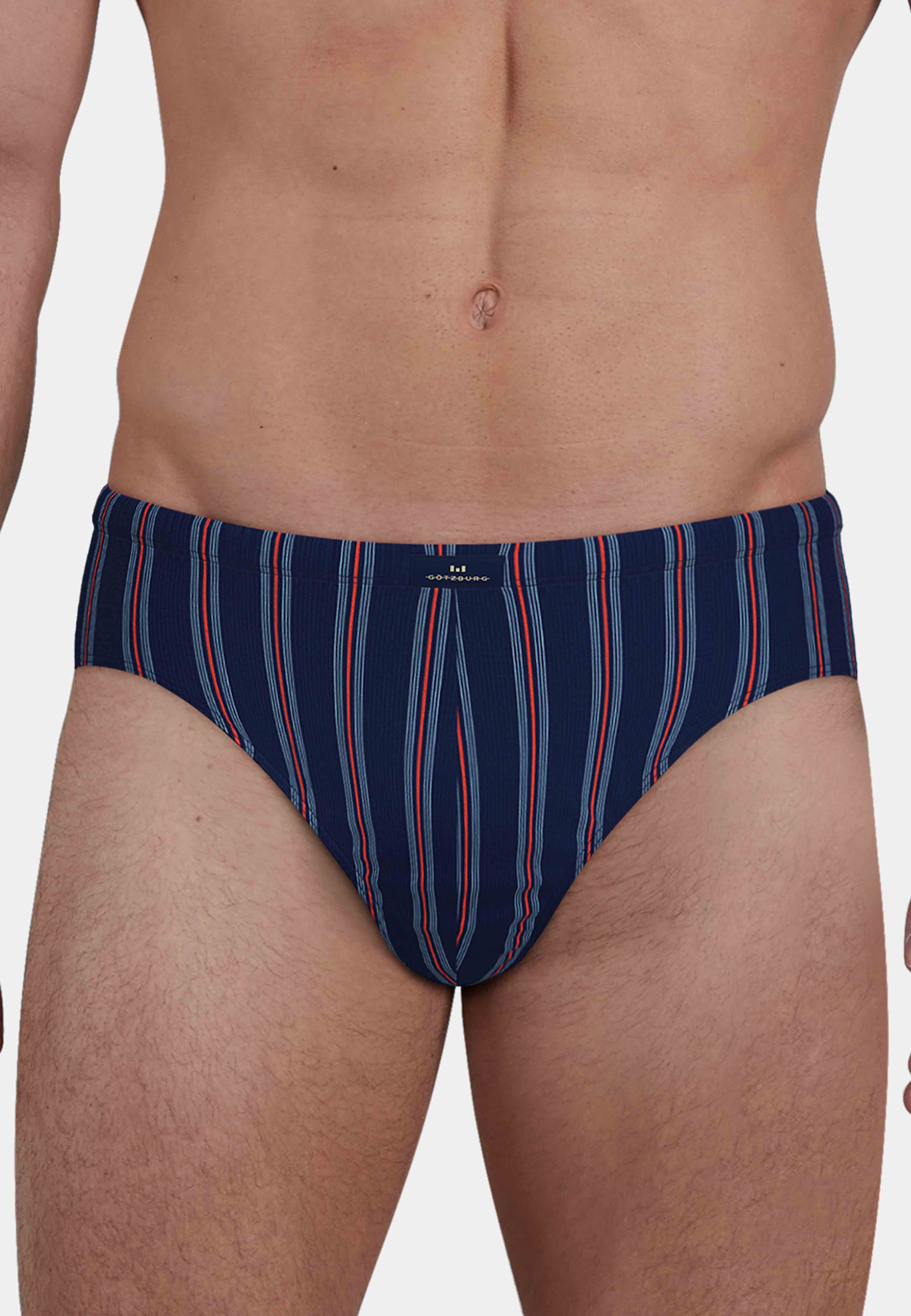 GÖTZBURG Slip Glasgow (2er Pack) gestreift, basic, eng, atmungsaktiv, mit Logo, Baumwollmix