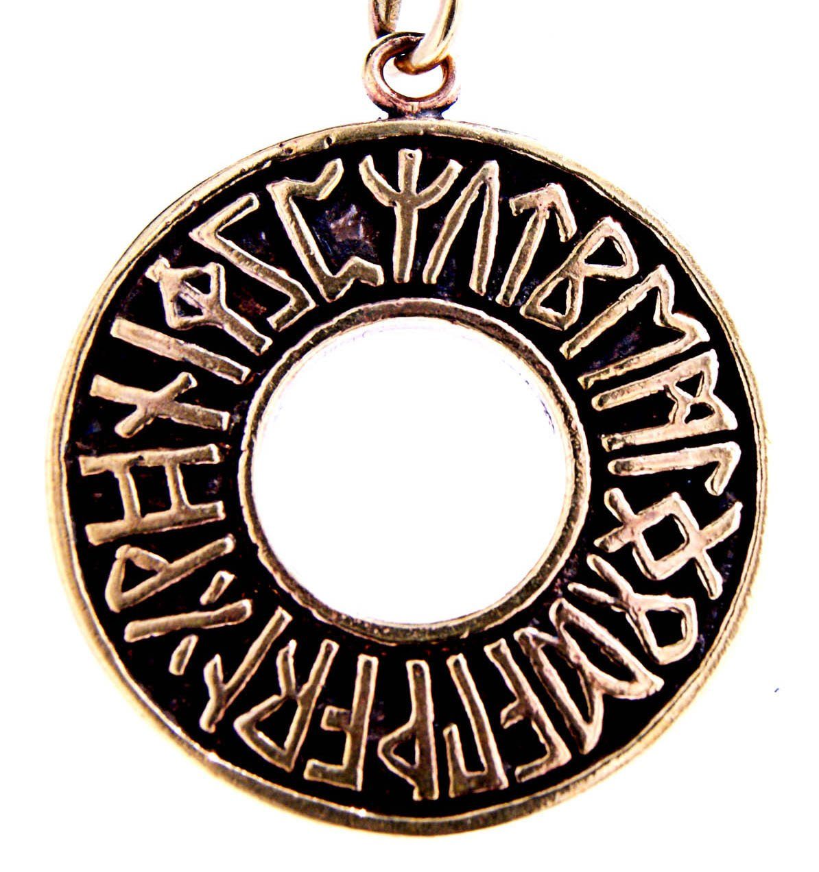 Kiss of Leather Kettenanhänger Runen Futhark Bronze Runenring Ring Rune Alphabet ABC Anhänger