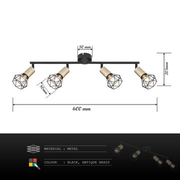 Globo Deckenleuchte Deckenleuchte Wohnzimmer schwarz Deckenlampe Schlafzimmer 54802S-4AB