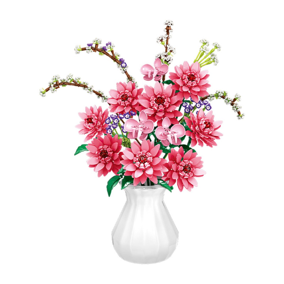 Woma W11341 Spielbausteine, (Klemmbausteinset, 1796 St., Klemmbaustein Blumenstrauß Modell), Eleganter Blumenstrauß als dekoratives Modell