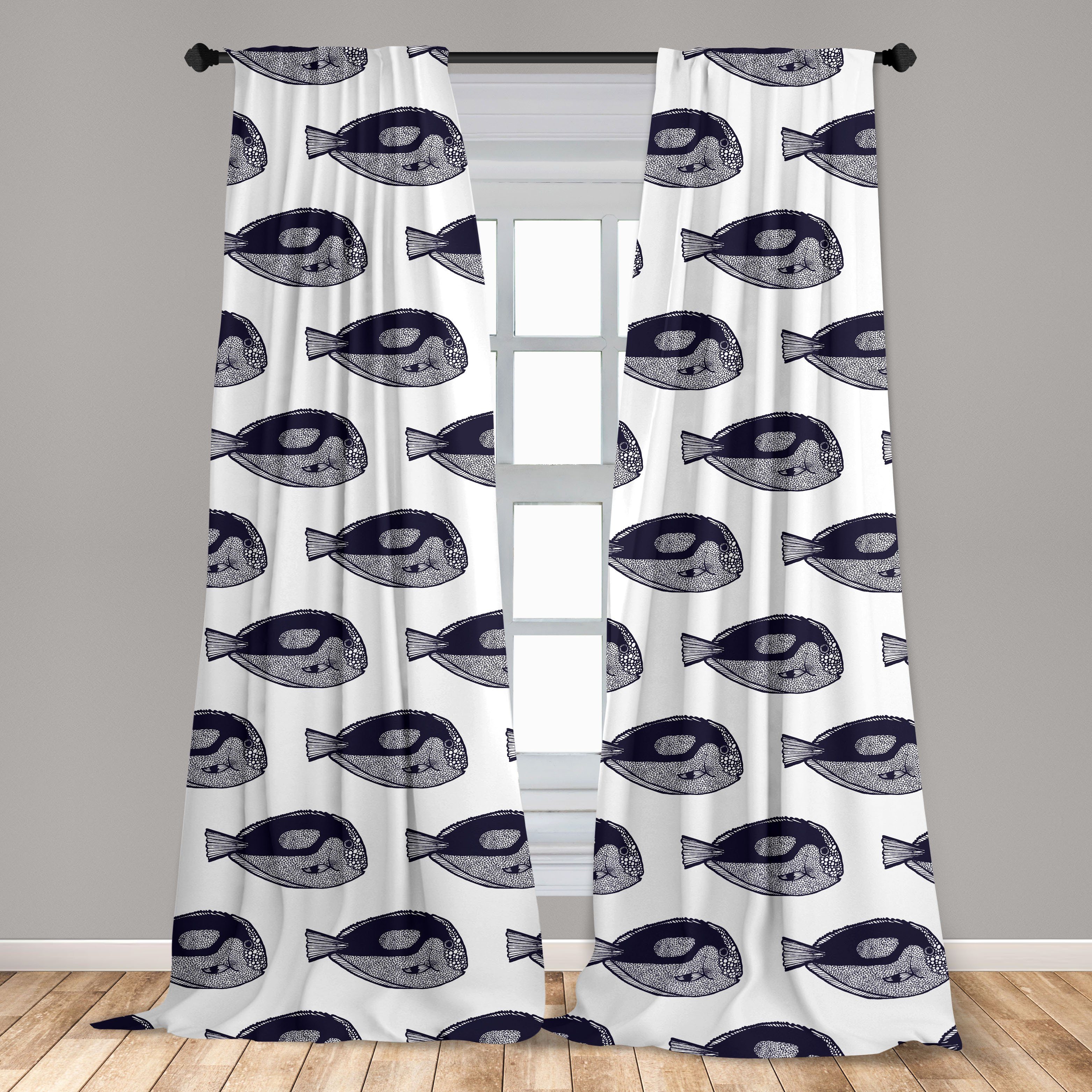 Gardine Vorhang für Wohnzimmer Schlafzimmer Abakuhaus, Dekor, Unterwasser- Microfaser, Muster-Kunst Surgeonfish