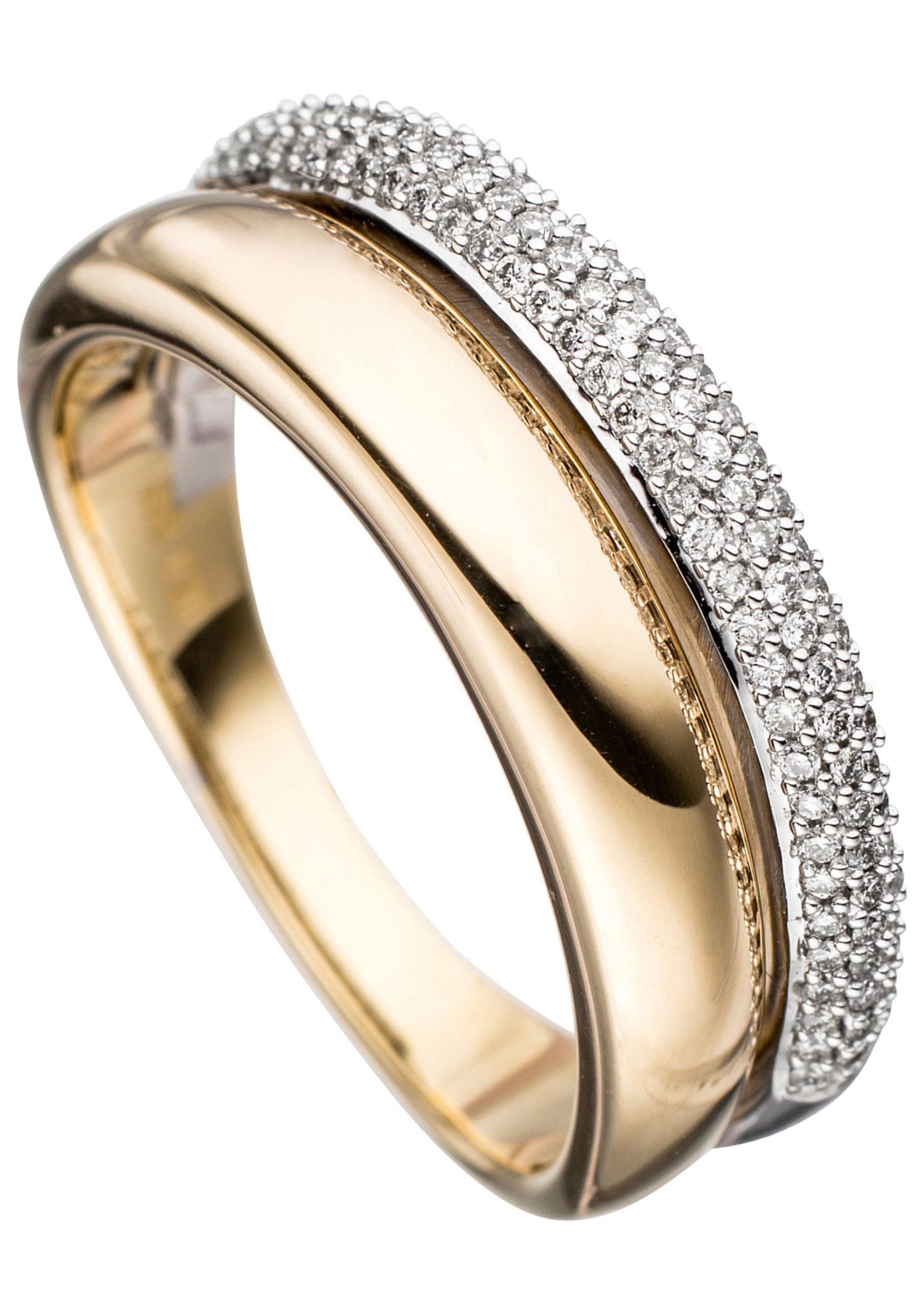 JOBO Diamantring Ring mit 101 Diamanten, 585 Gold bicolor