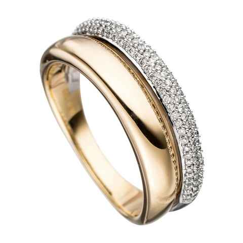 JOBO Diamantring Ring mit 101 Diamanten, 585 Gold bicolor