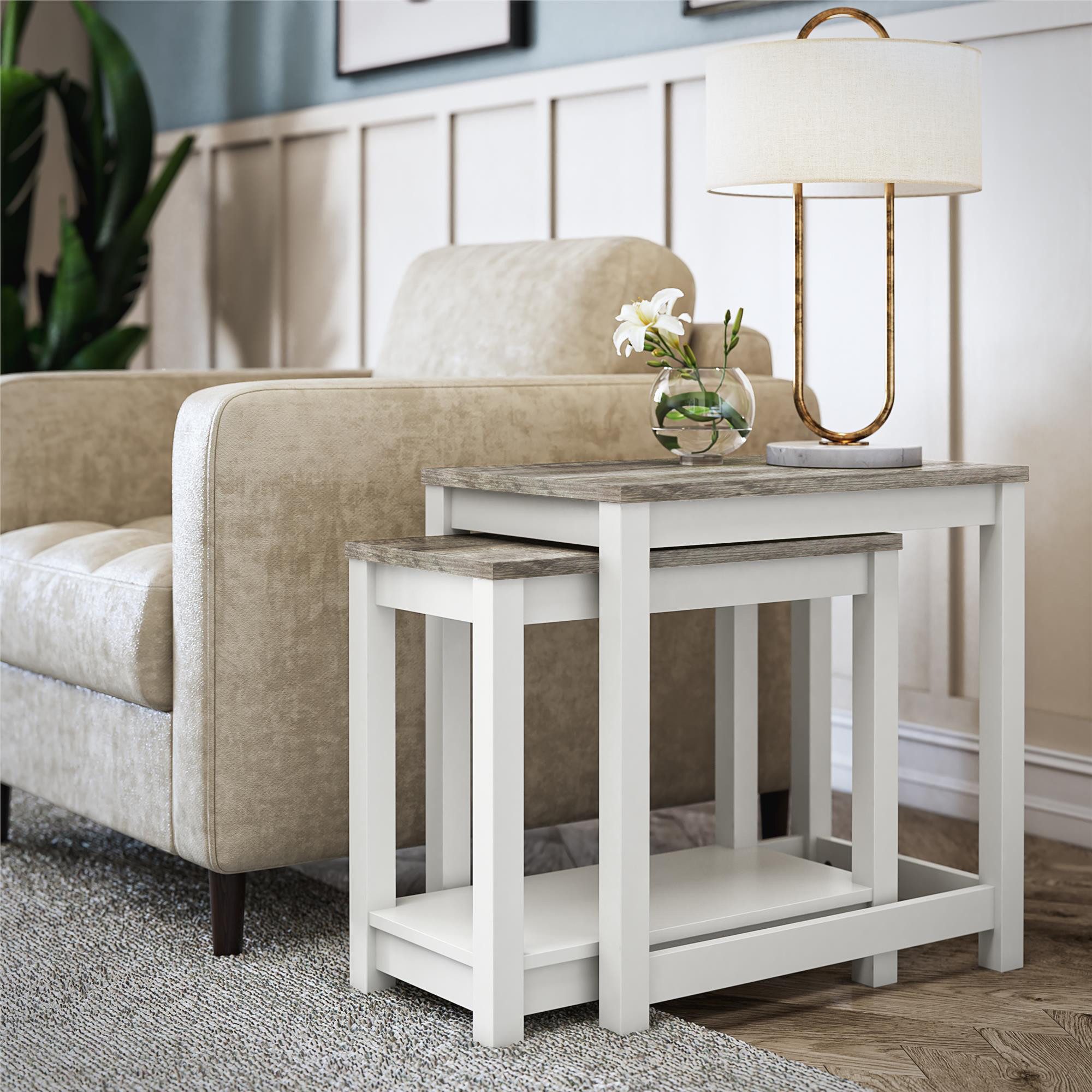 loft24 Satztisch Chapel Hill - Wohnzimmertisch Couchtisch Sofatisch Beistelltisch (Set, 2-St), Beistelltisch, Wohnzimmertisch aus MDF im Landhausstil