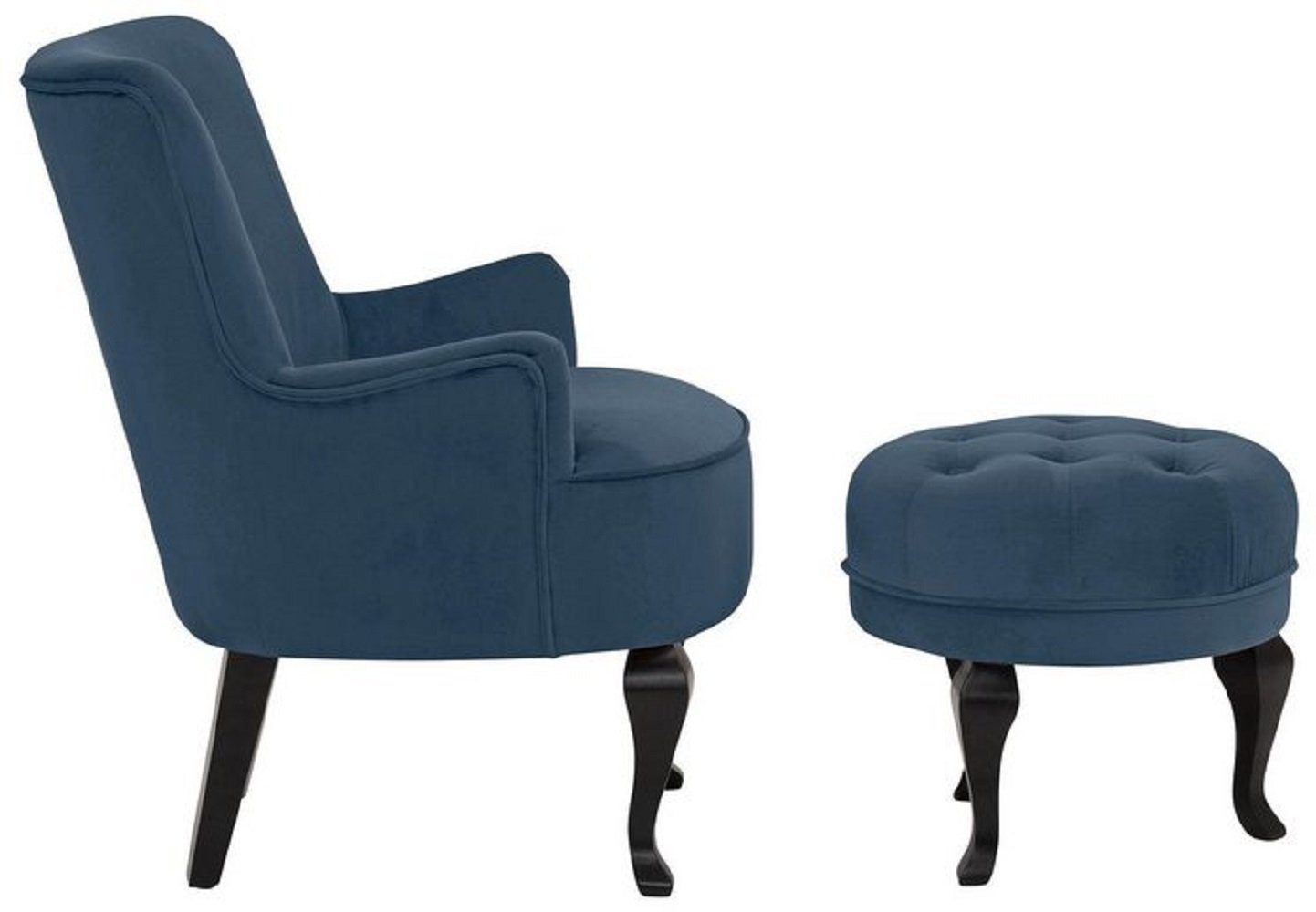 loft24 Sessel Dante (Sessel mit Hocker), mit Hocker, Samtbezug