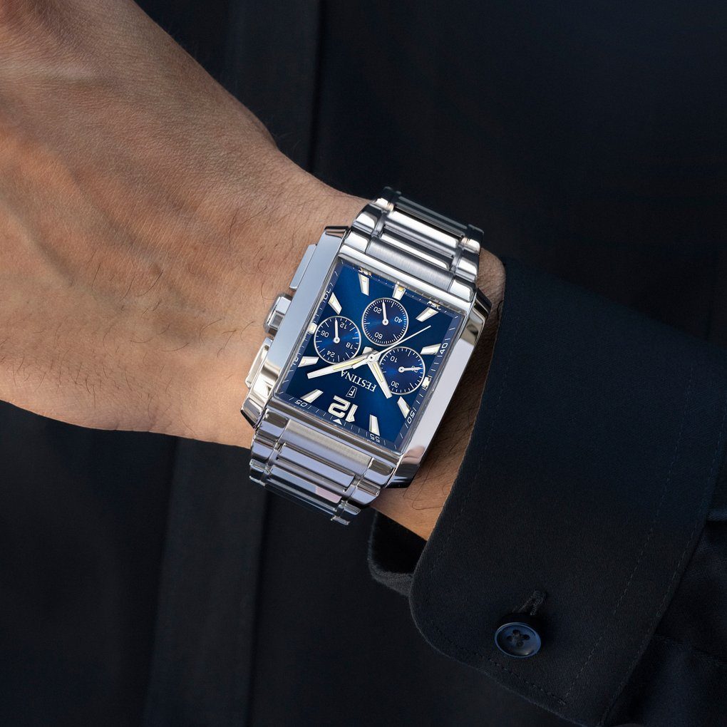Festina Chronograph F20635/2, Armbanduhr, Quarzuhr, Herrenuhr, Stoppfunktion, Edelstahlarmband