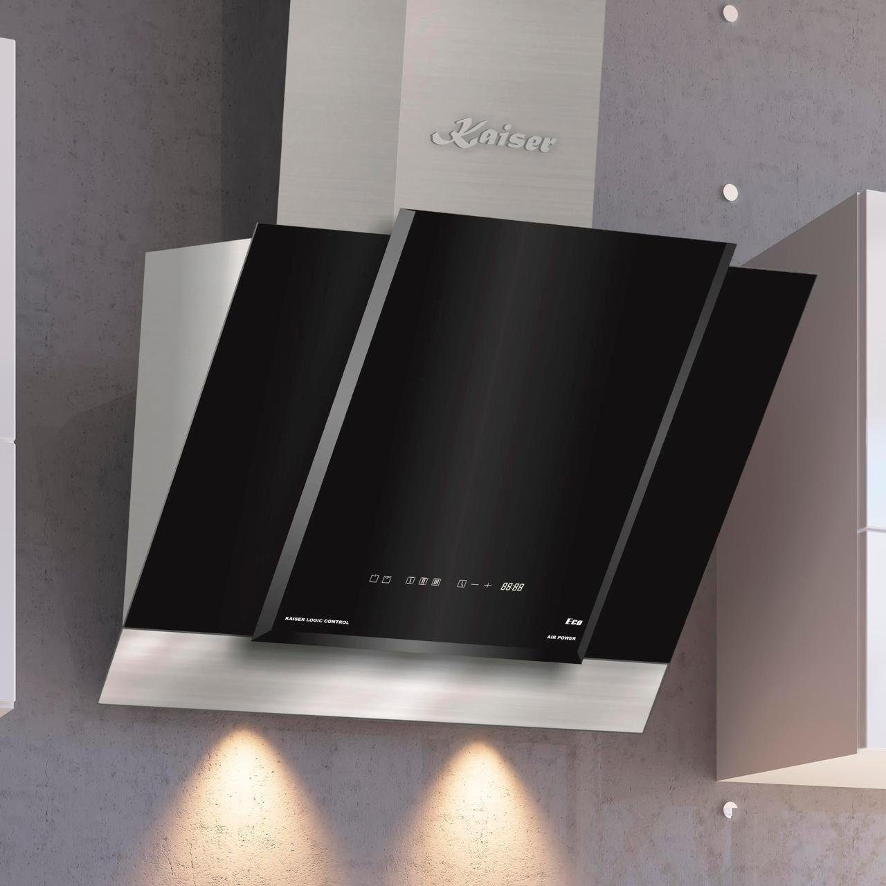 Kaiser Küchengeräte Kopffreihaube AT 6438 F Dunstabzugshaube 60cm,TouchControl, Schwarz Glas, 910m³/h Serie GRAND CHEF AT 6438 F Dunstabzugshaube 60cm,TouchControl, Schwarz Glas, 910m³/h, Dunstabzugshaube 60cm,TouchControl, Schwarz Glas, 910m³/h
