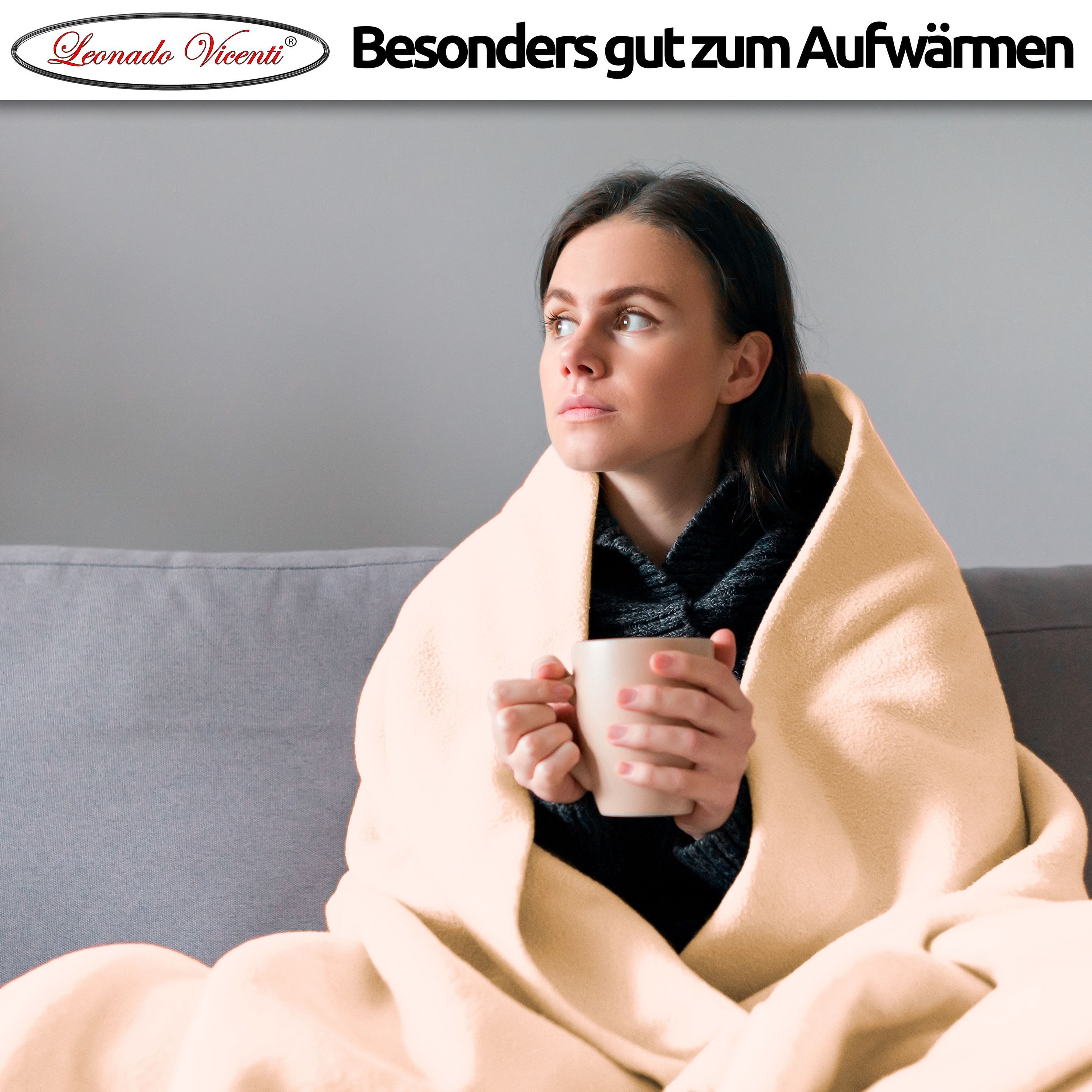 Wohndecke kuschelig warm 150x200, 220x240 oder 270x230, Leonado Vicenti, Kuscheldecke flauschig weich, Einfarbig – Bild 5 von 5