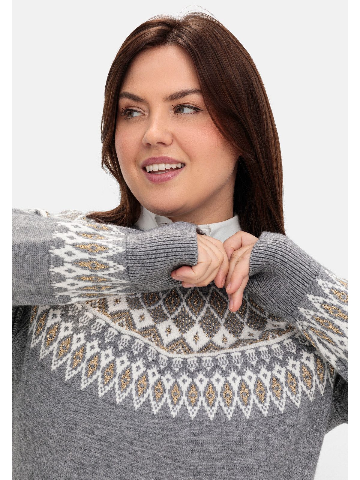 sheego by Joe Browns Strickpullover Große Größen mit Norwegermuster