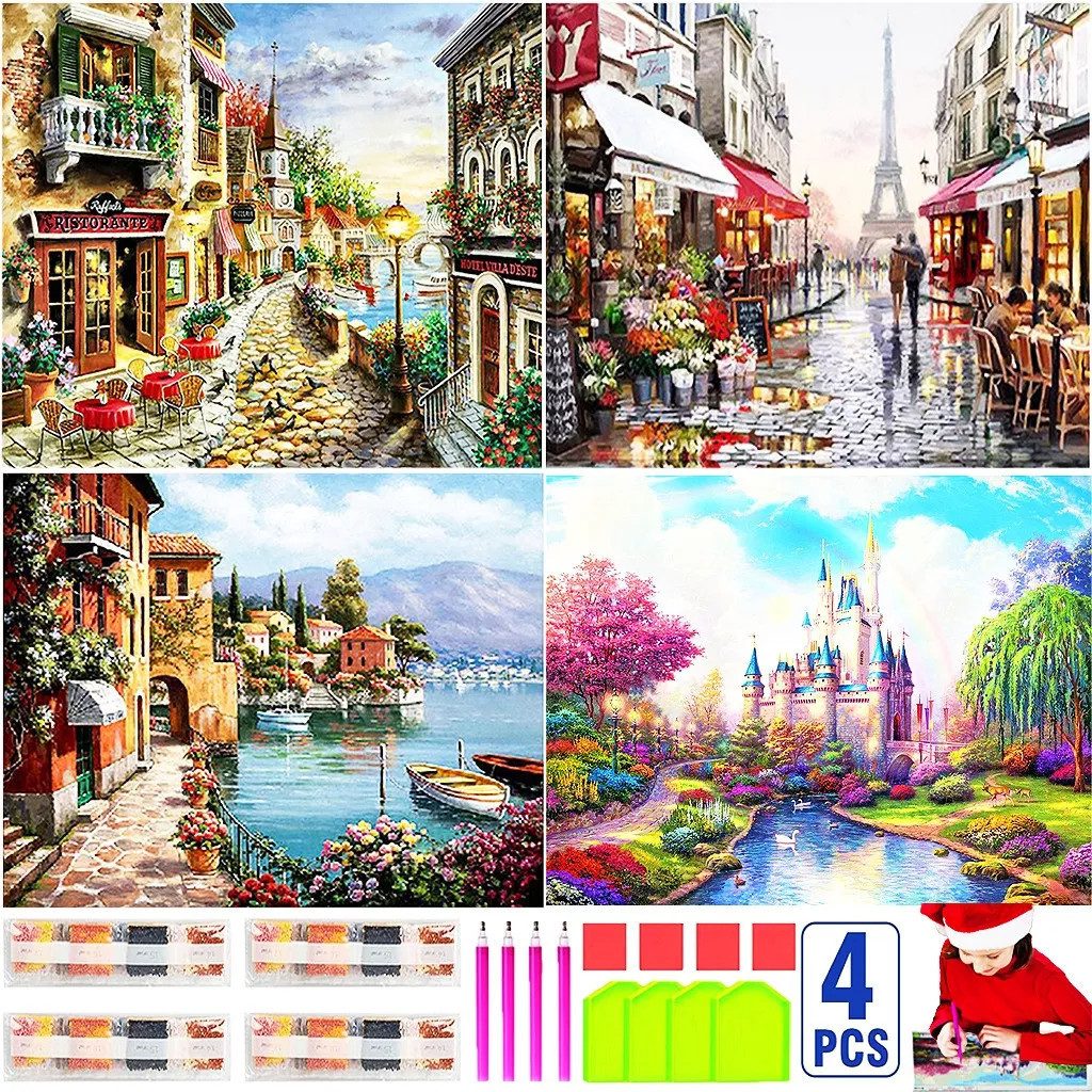 Cbei Malen nach Zahlen Diamant Malerei 5D Diamond Painting Set (Kreuzstich Diamant dekorative Malerei, 4-St., 30*40cm 5d Diamond Painting-Set, Bild, Diamanten, Stift und Container), Diamant-Dekorationsmalerei, Malzubehör