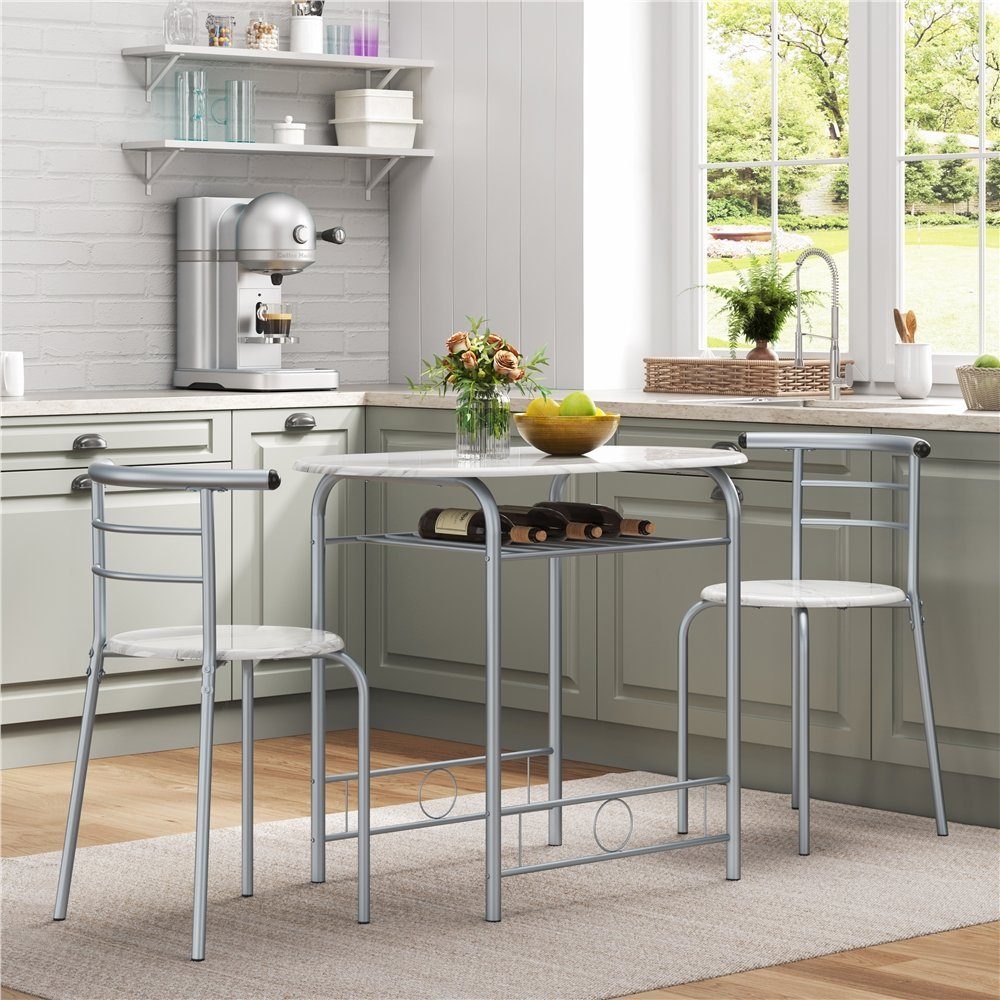 Yaheetech Esszimmer-Set Essgruppe mit 2 Stühlen, Esszimmergruppe 3-teilig