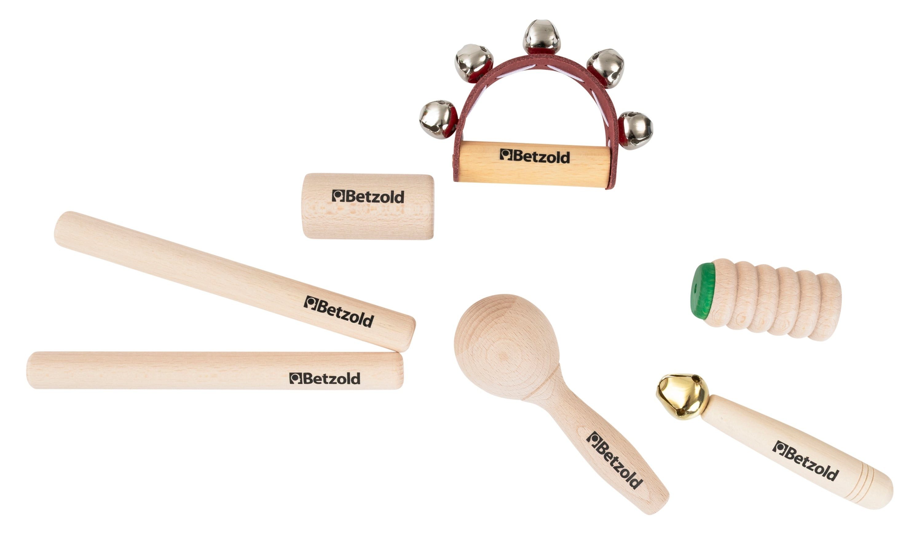 Betzold Spielzeug-Musikinstrument Rhythmik-Set 6-teilig – Holz-Musikinstrumente im Set