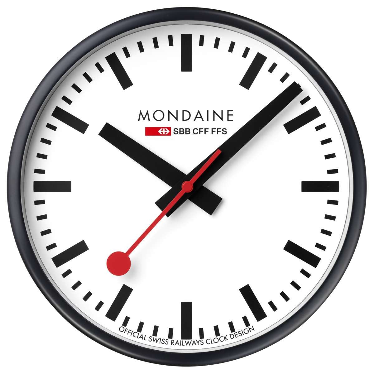 MONDAINE Wanduhr A990.CLOCK.12SBB (Quarz 25 cm Schwarz/Weiß)
