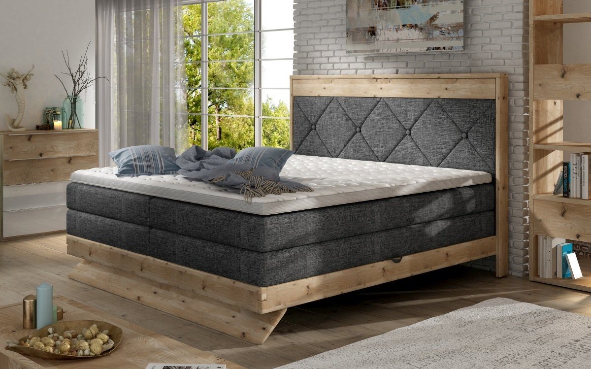 Sofa Dreams Boxspringbett Tamo, Webstoff, grau, 140 x 200 cm, mit Topper,  zwei Matratzen und zwei Bettkästen