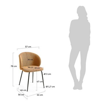 Natur24 Esszimmerstuhl 2er Set Stühle Minna senfgelb und Stahlbeinen 57x78x56cm stuhl