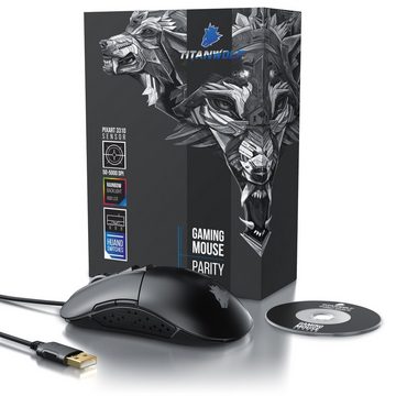 Titanwolf Gaming-Maus (Mouse für Rechts & Linkshänder, Pixart 3310 Sensor, 5000 dpi, RGB)