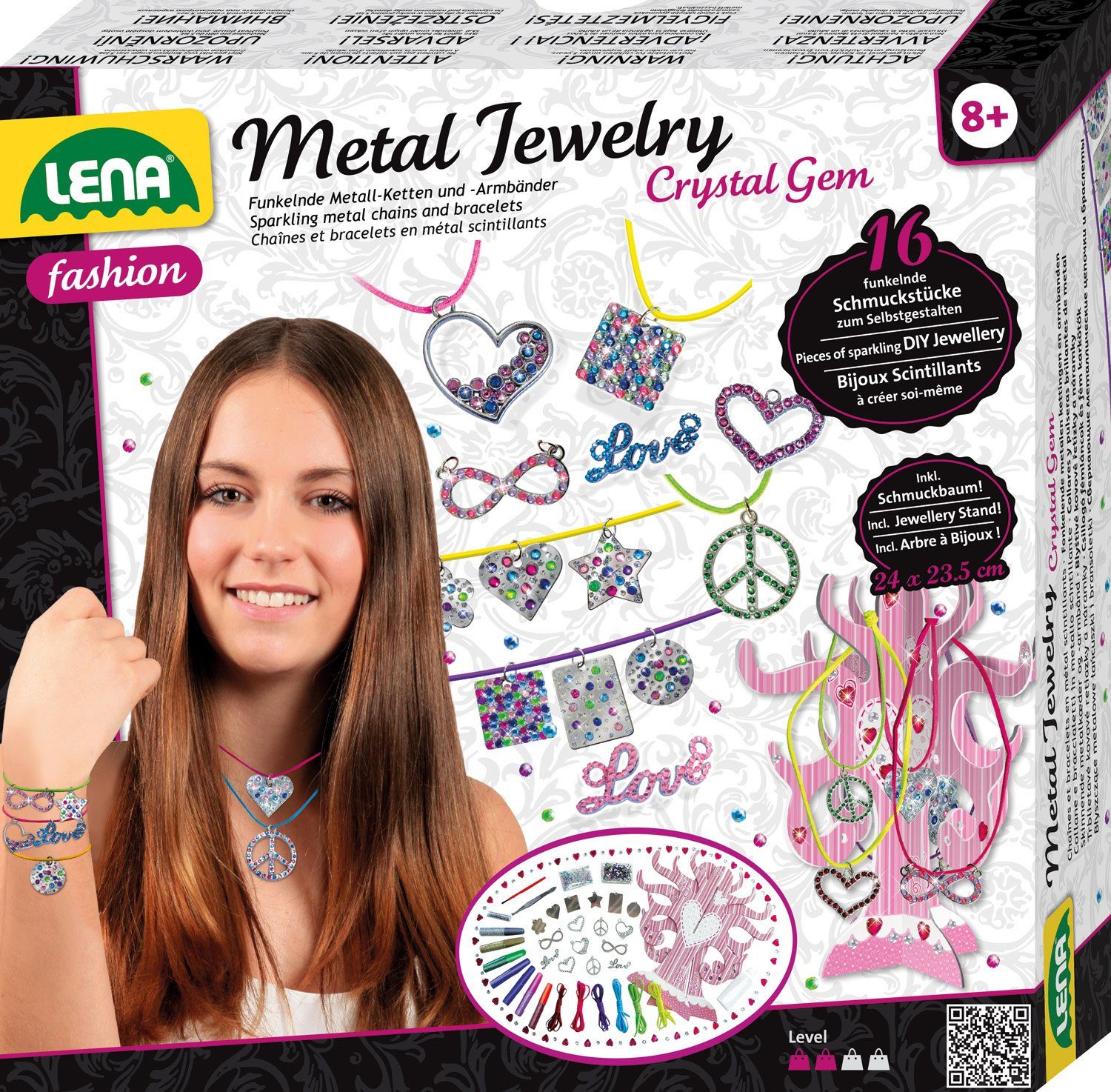 Lena® Kreativset Metal Jewelry Crystal Gem, Made in Europe