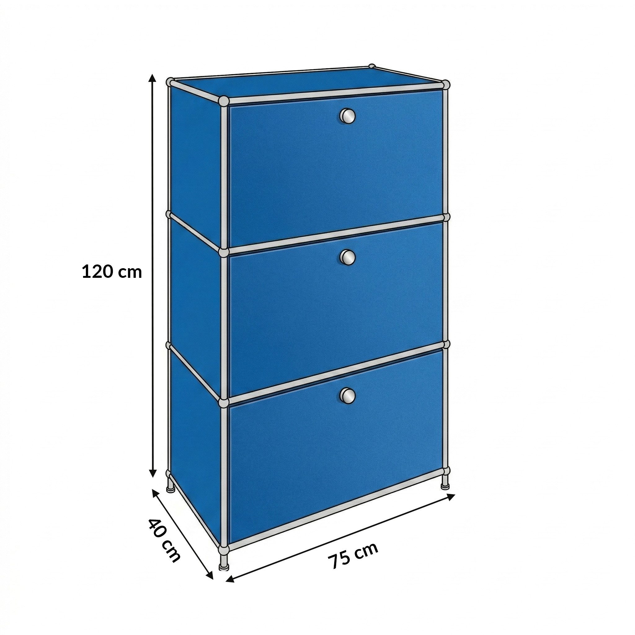 Floordirekt Sideboard Concept Epure MK-129 Metallschrank, 3 verschließbare Fächer, 3 verschließbare Fächer, B75×T40×H120 cm – Bild 2 von 5