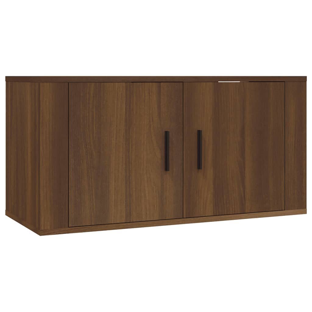 4-tlg. Holzwerkstoff Eichen-Optik TV-Schrank TV-Schrank-Set furnicato Braun