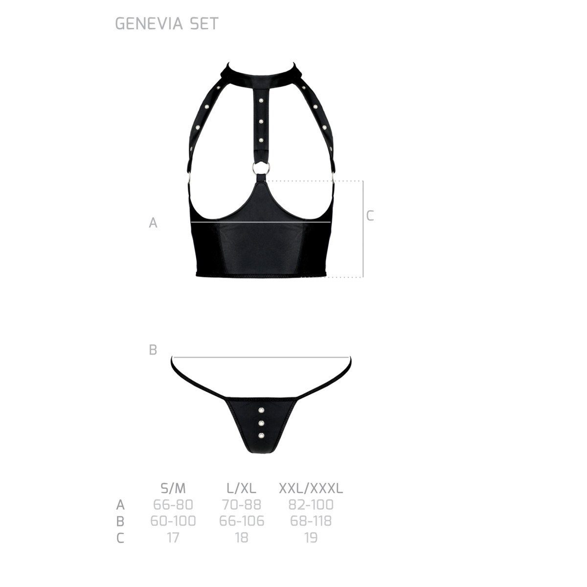 Passion-Exklusiv Genevia PE Set: set Schalen-BH open 2pcs (L/XL,S/M,XXL) - black bra with