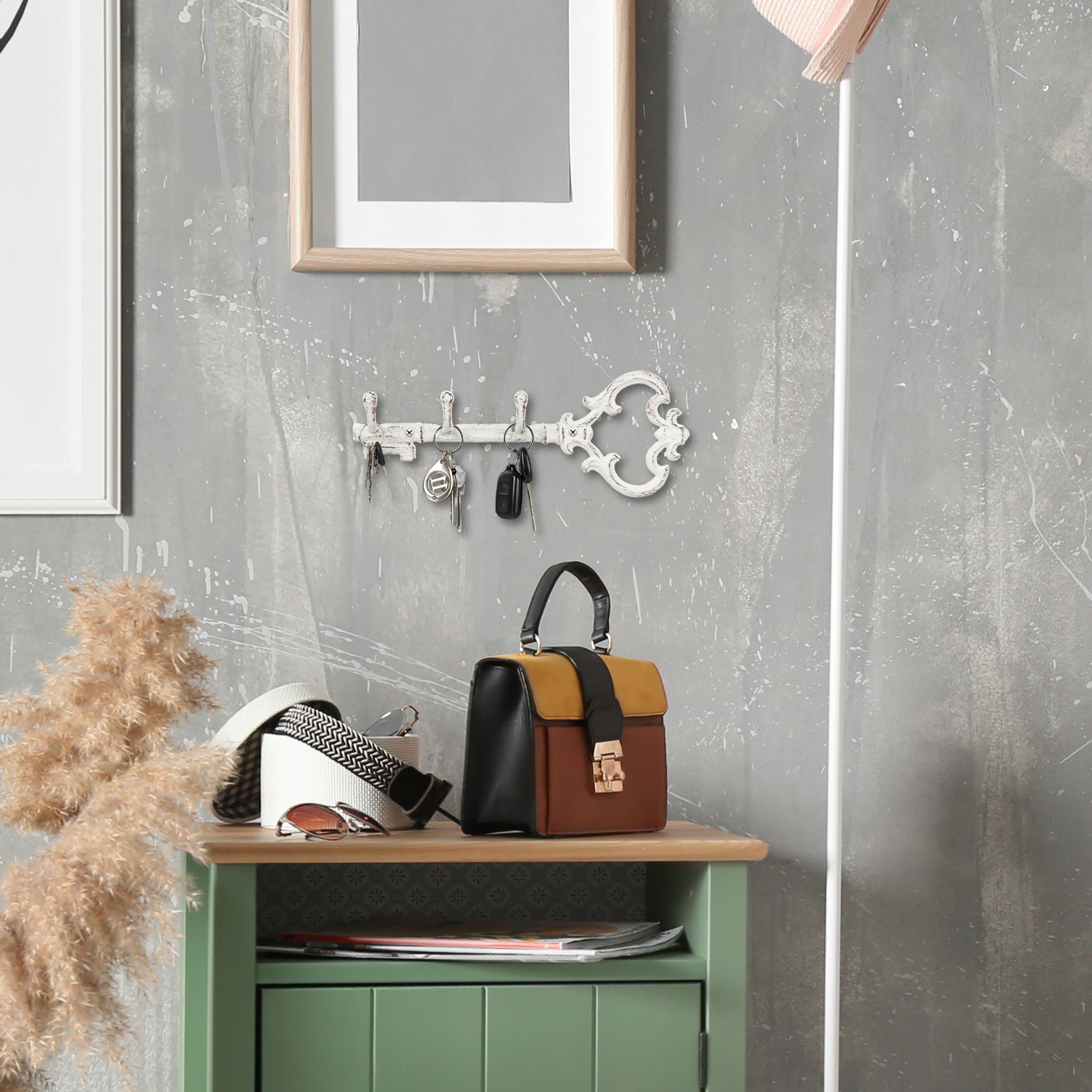 relaxdays Schlüsselbrett Vintage, weiß günstig online kaufen