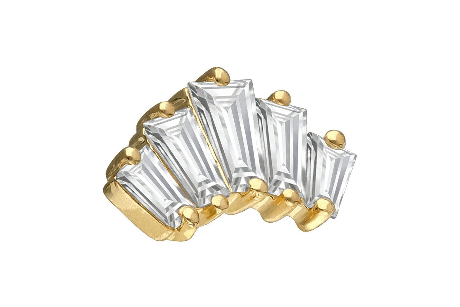 PIERCINGLINE Piercing-Set 18 Karat Gold Schraubaufsatz mit Außengewinde 5 DIAMANT-RECHTECKE (Schraub-Aufsätze, 1-tlg)