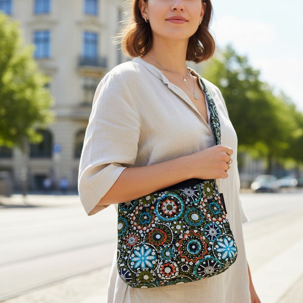 Guru-Shop Schultertasche Bestickte Ethno Schultertasche - olive günstig online kaufen