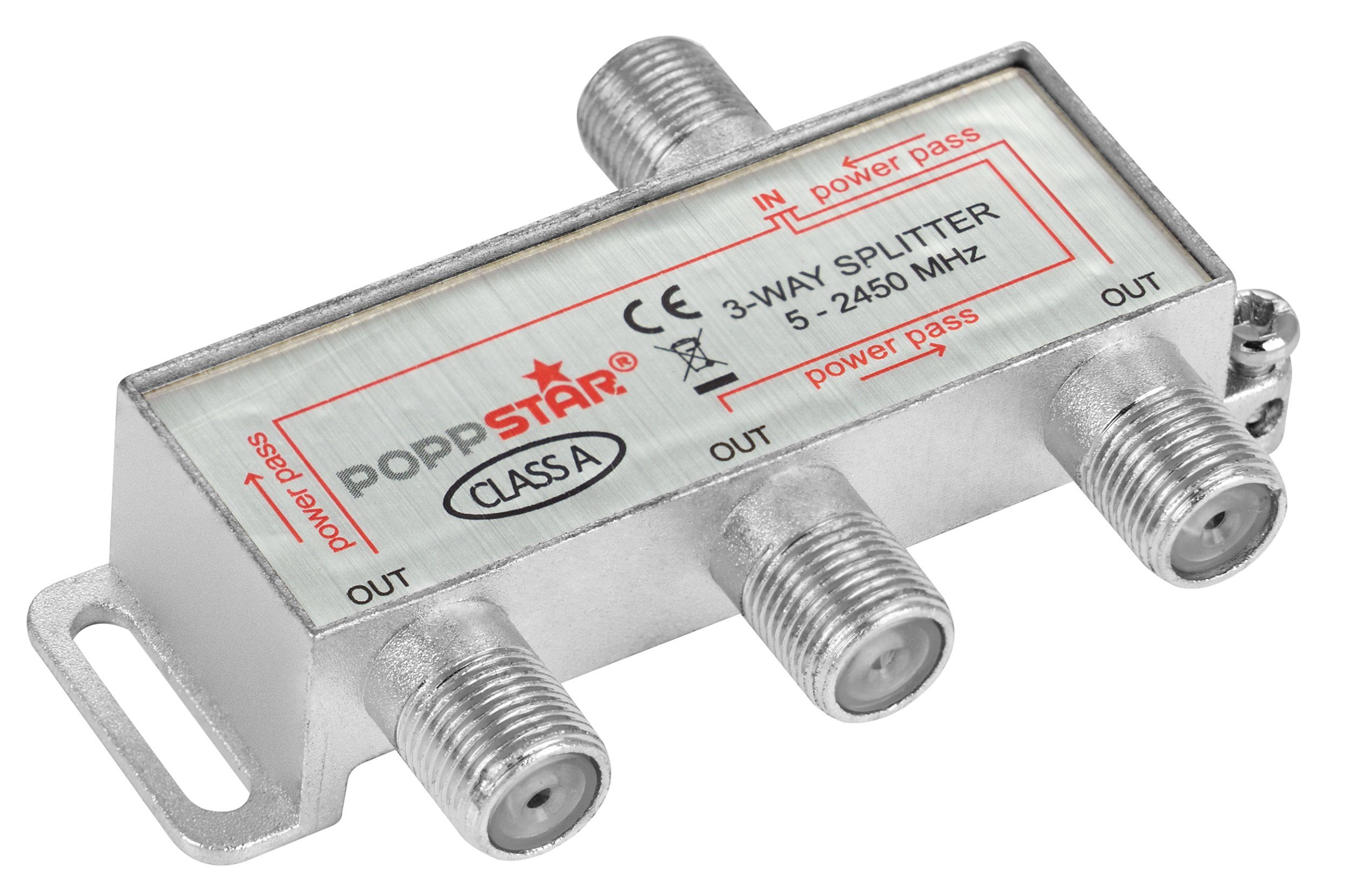 Poppstar Sat-Verteiler Splitter LNB) inkl. SAT-Antenne Antenne 3-fach analog/digital 3-Fach, Radio (Umschalter Adapter Satellit IEC TV für Kabel Fernseher