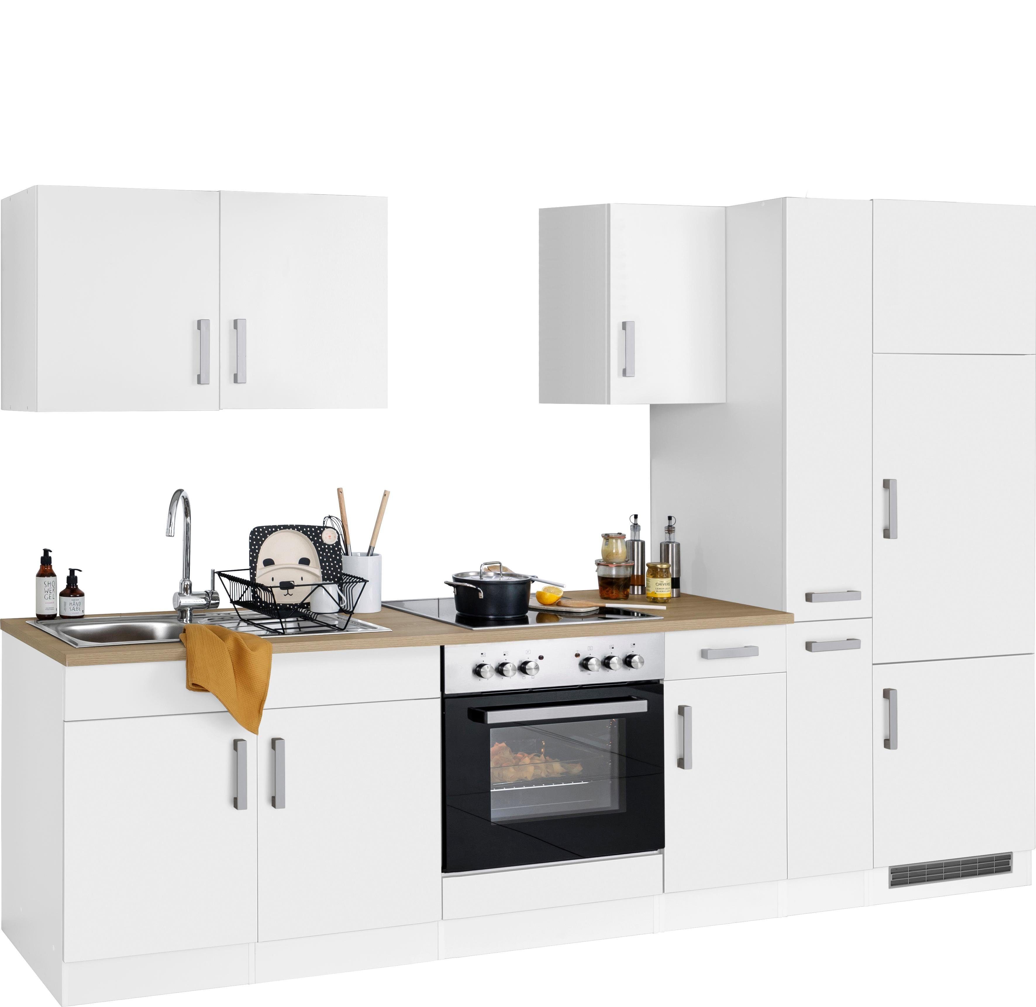 KOCHSTATION Küchenzeile KS-Gera, Breite 300 cm, wahlweise mit E-Geräten, mit Arbeitsplatte