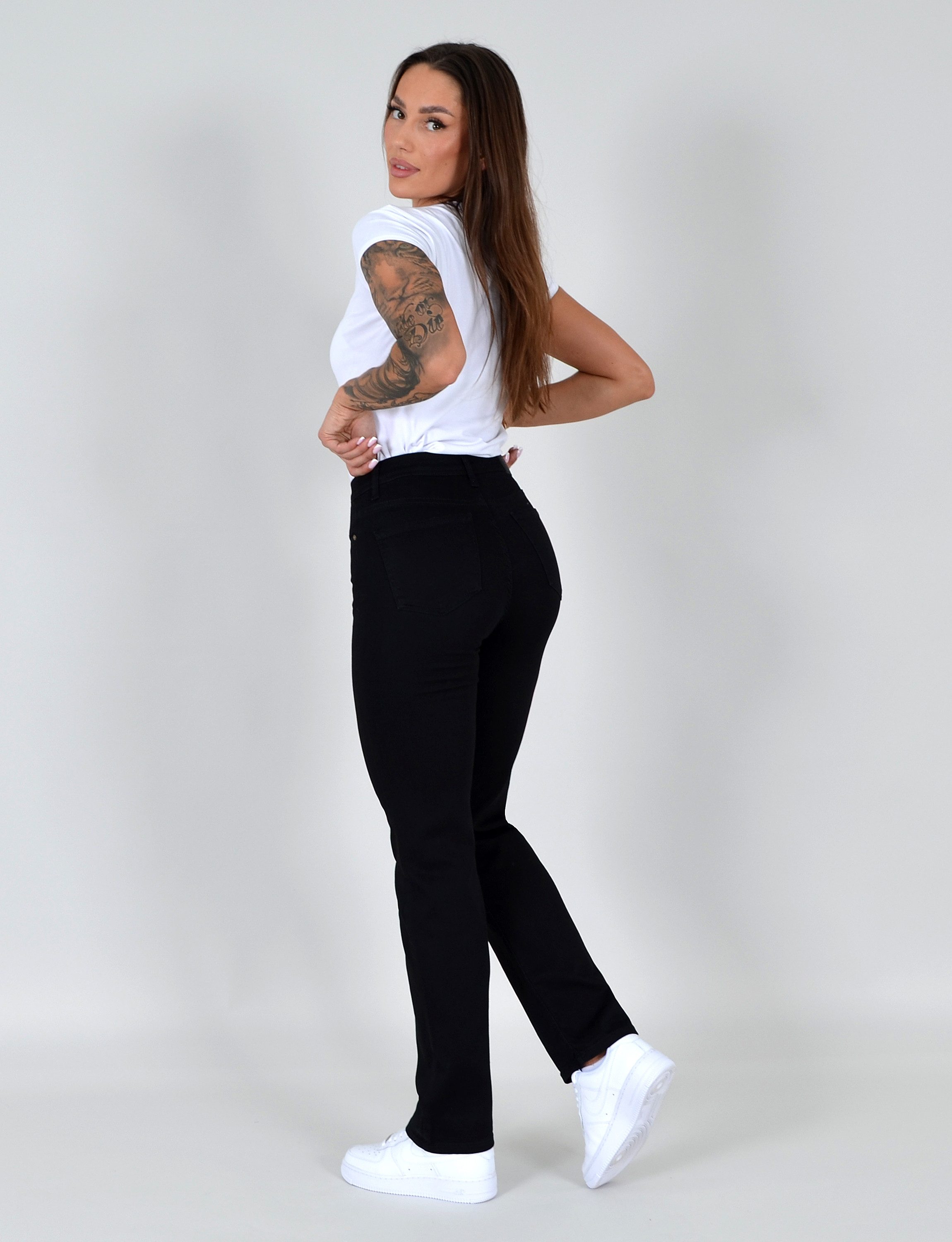 ESRA Straight-Jeans Damen Stretch-Jeans Premium Baumwolle Jeanshose Damen Straight Fit G14 Straight Jeans Damen High Waist Stretch Jeans Damen Regular Hose – Bild 5 von 5